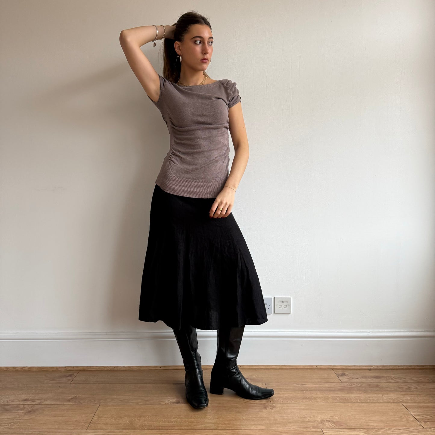 Taupe button knit - Size S