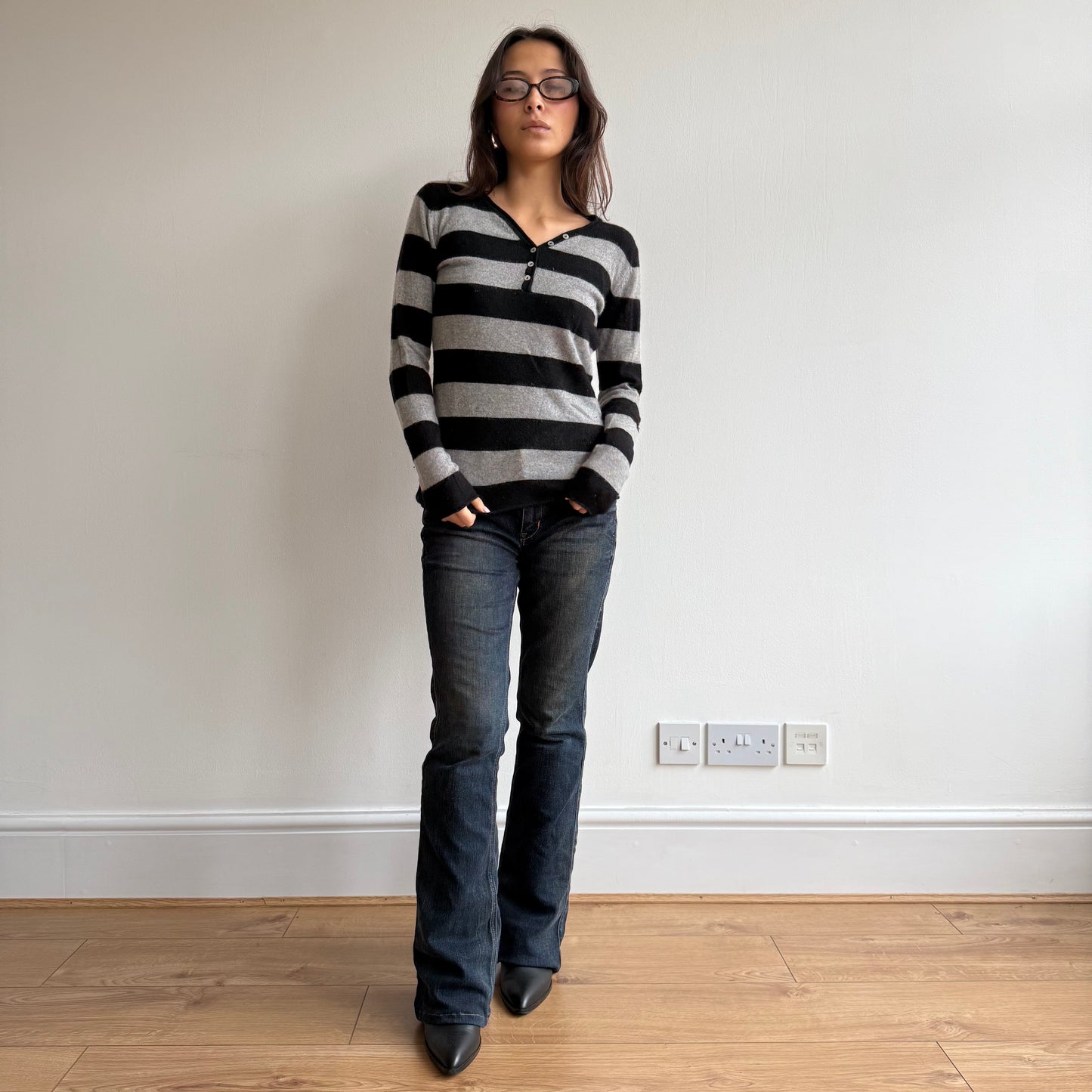 Black striped cashmere knit - Size S