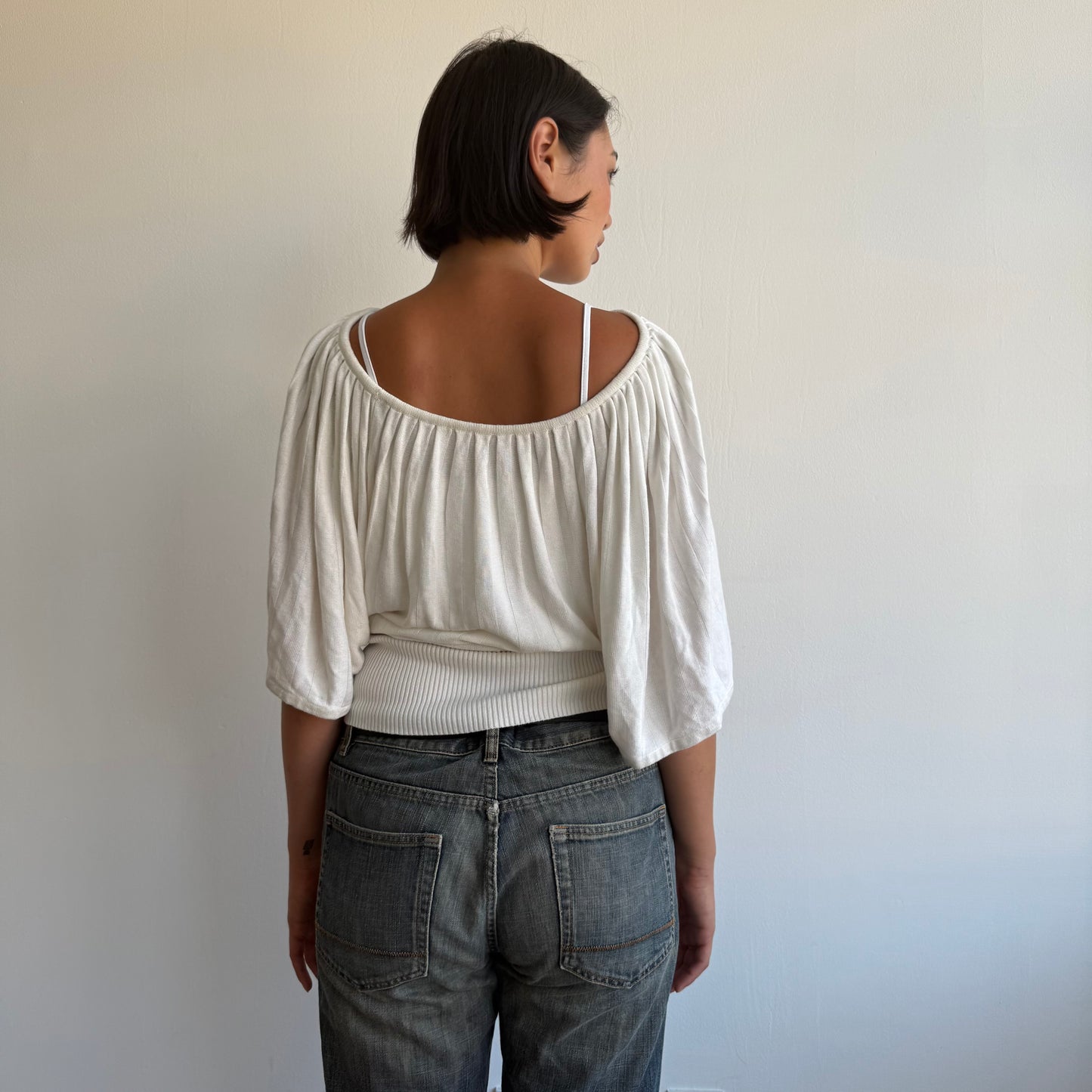 Cream ribbed batwing knit - Size M