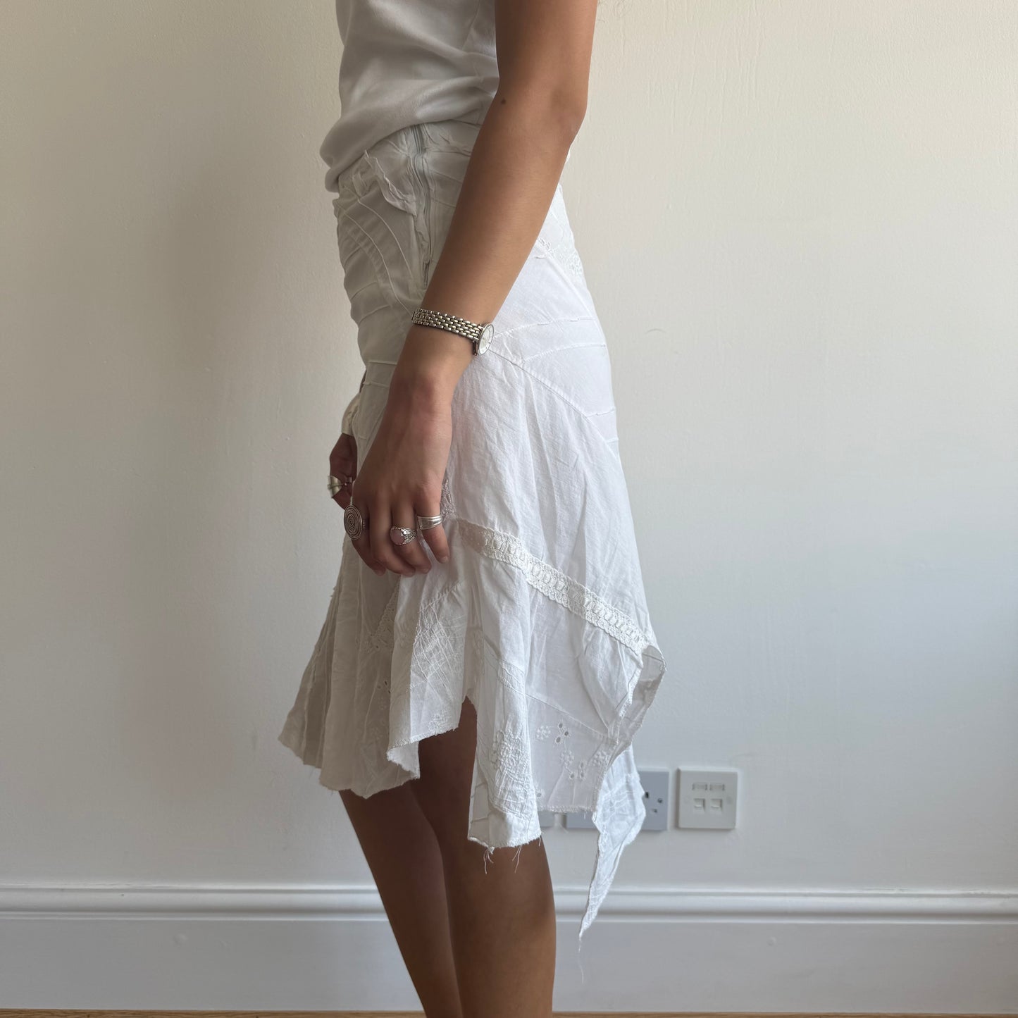Broderie patchwork midi skirt - Size S