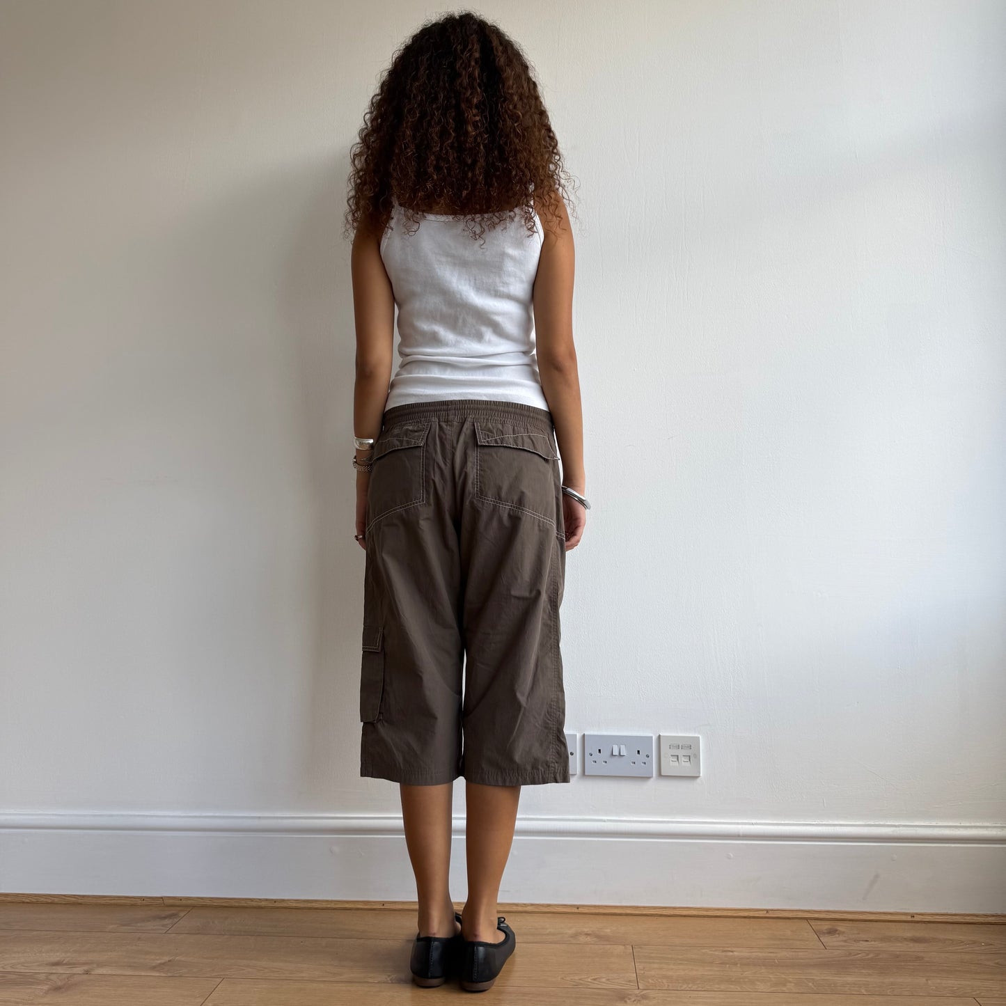 Brown Adidas logo capris - Size S