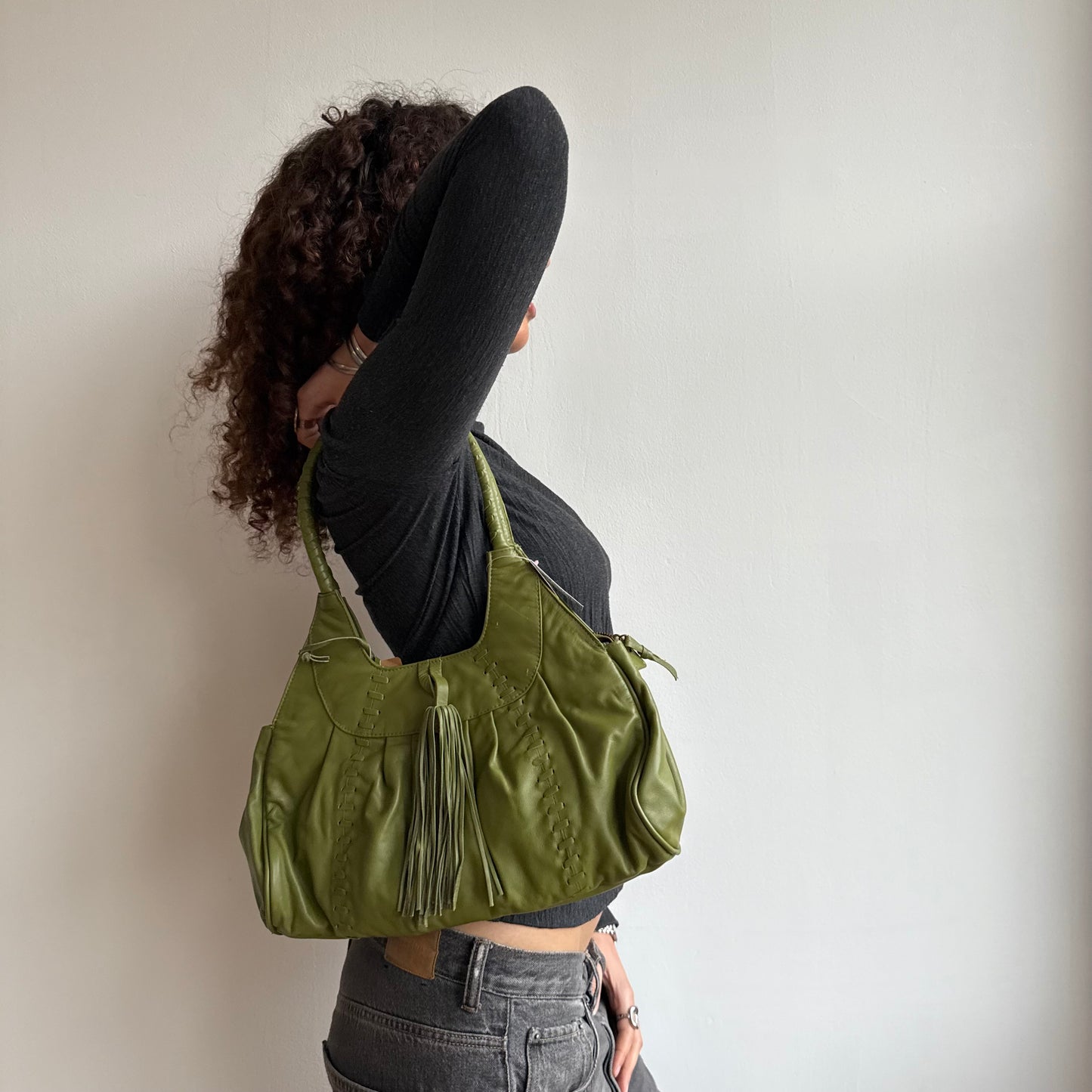 Green leather bag BWT