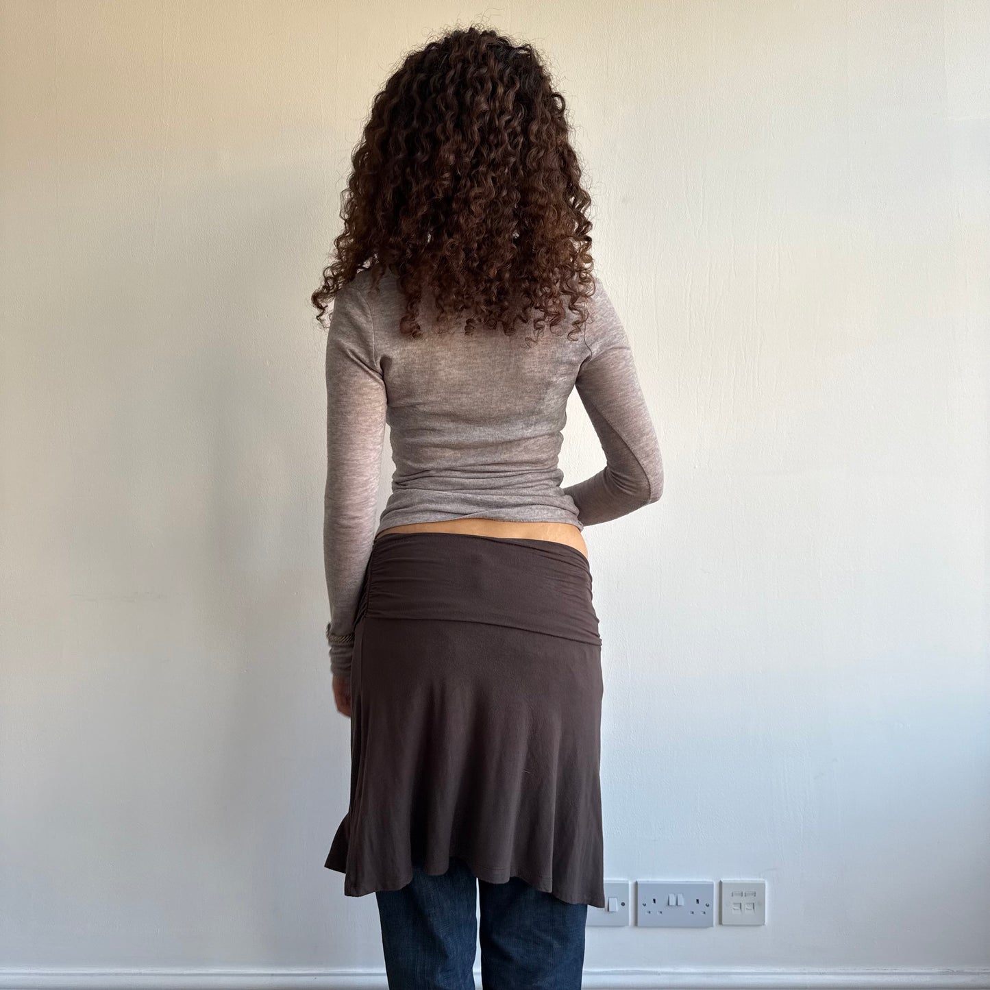 Brown ruched side skirt - Size S