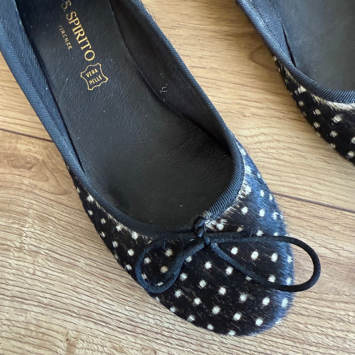 Polka dot pony hair ballet flats - Size 40