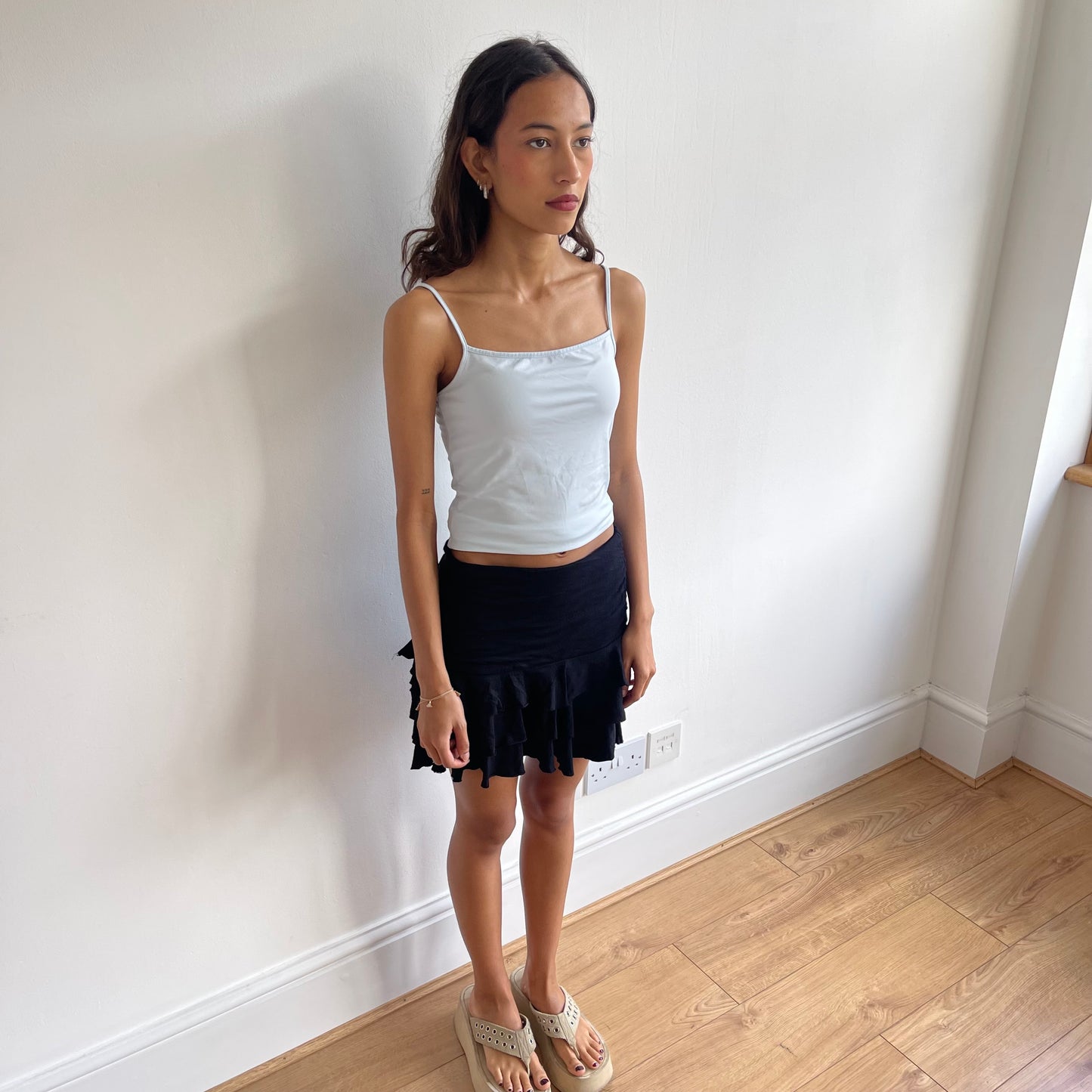 Black ruffle rara mini skirt - Size S