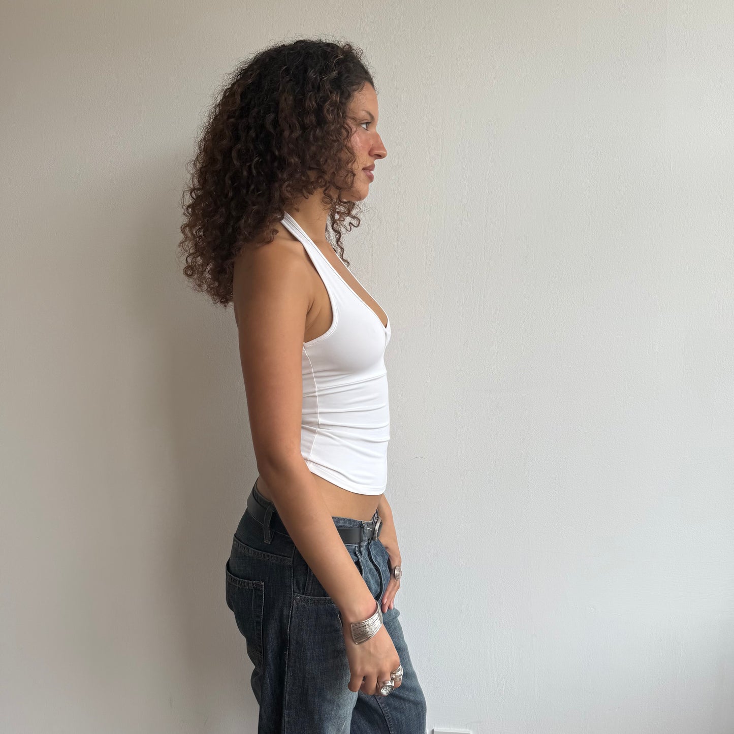 White wrap halter top - Size S