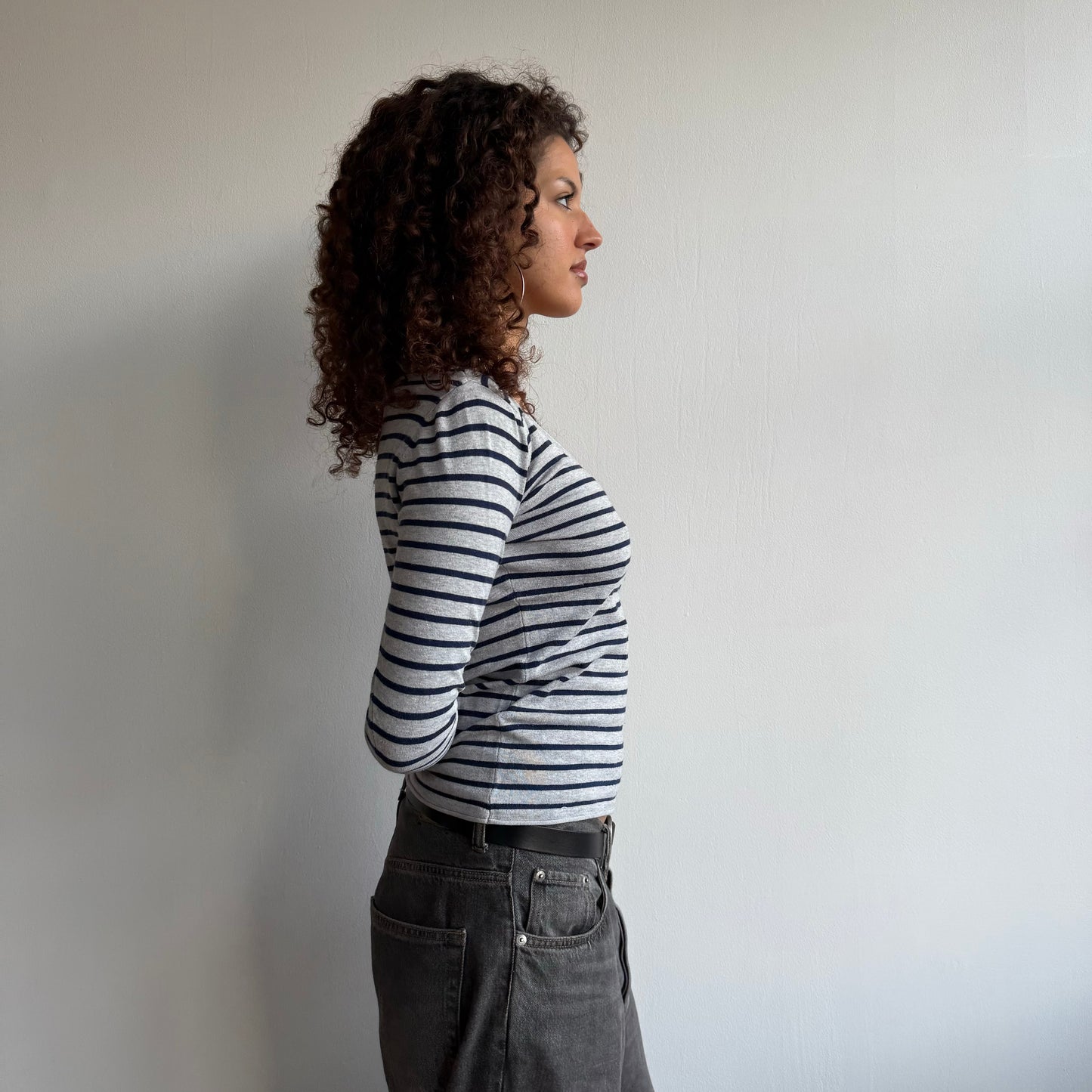 Grey navy stripe knit - Size S