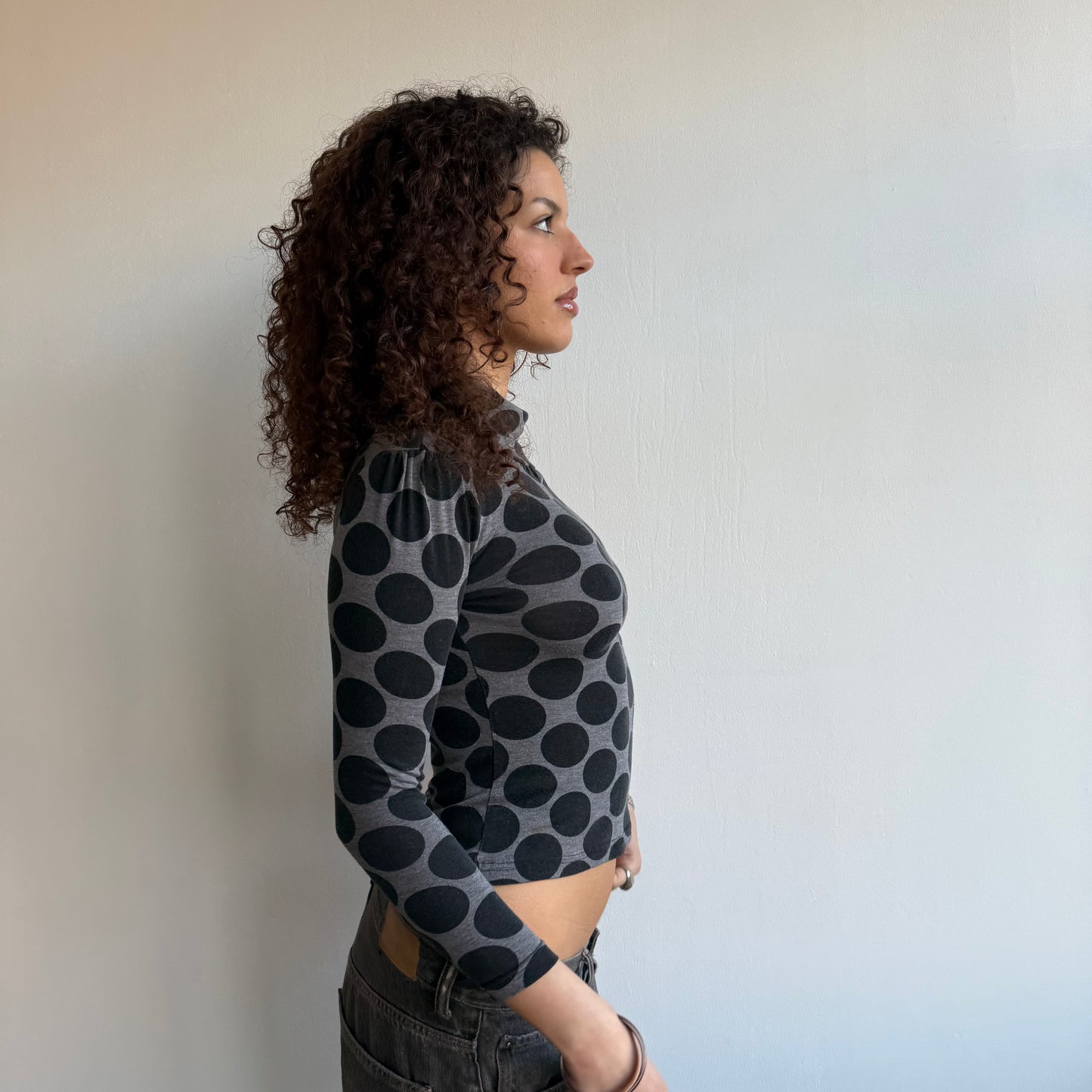 Grey polka dot roll neck - Size XXS