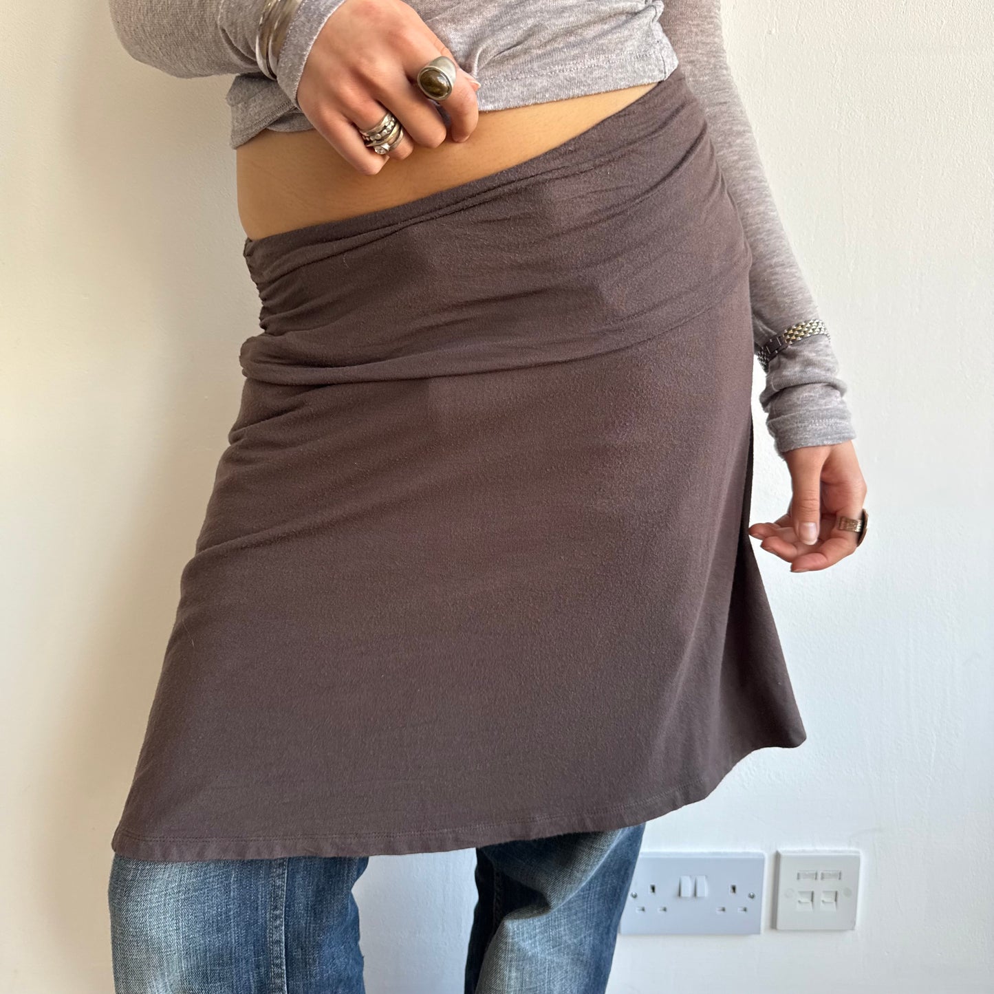 Brown ruched side skirt - Size S