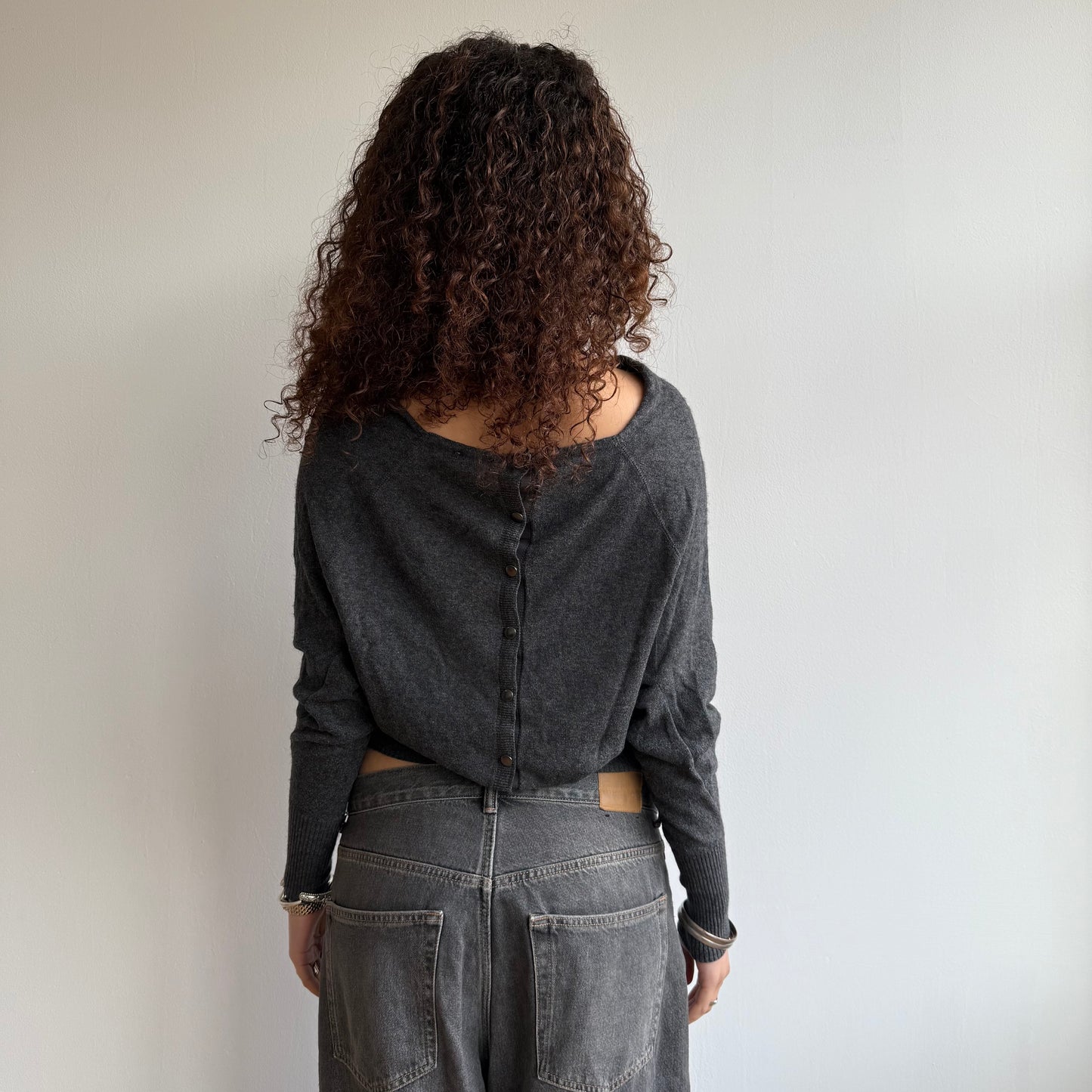 Grey slouchy batwing knit - Size XS