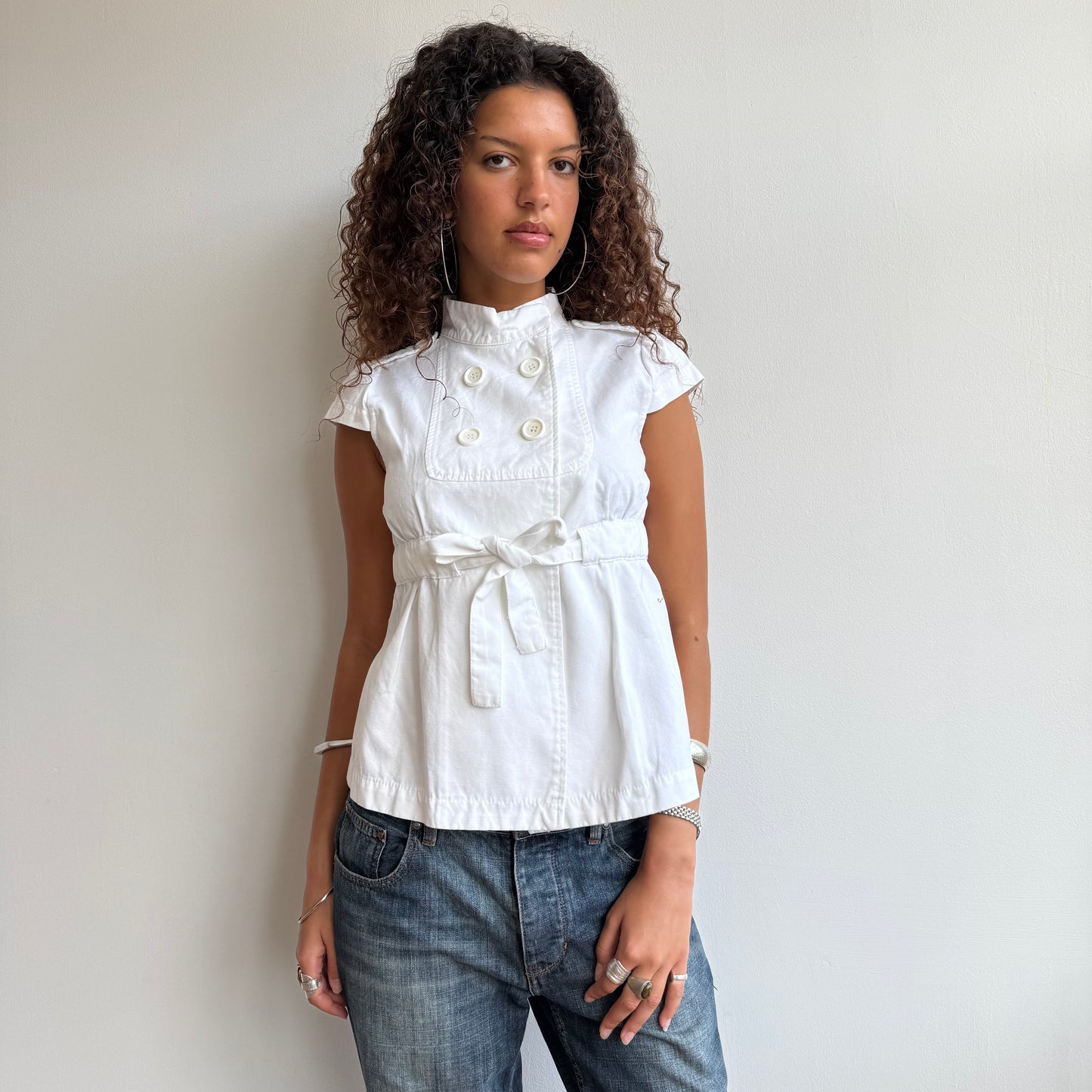 White short sleeve peacoat - Size M