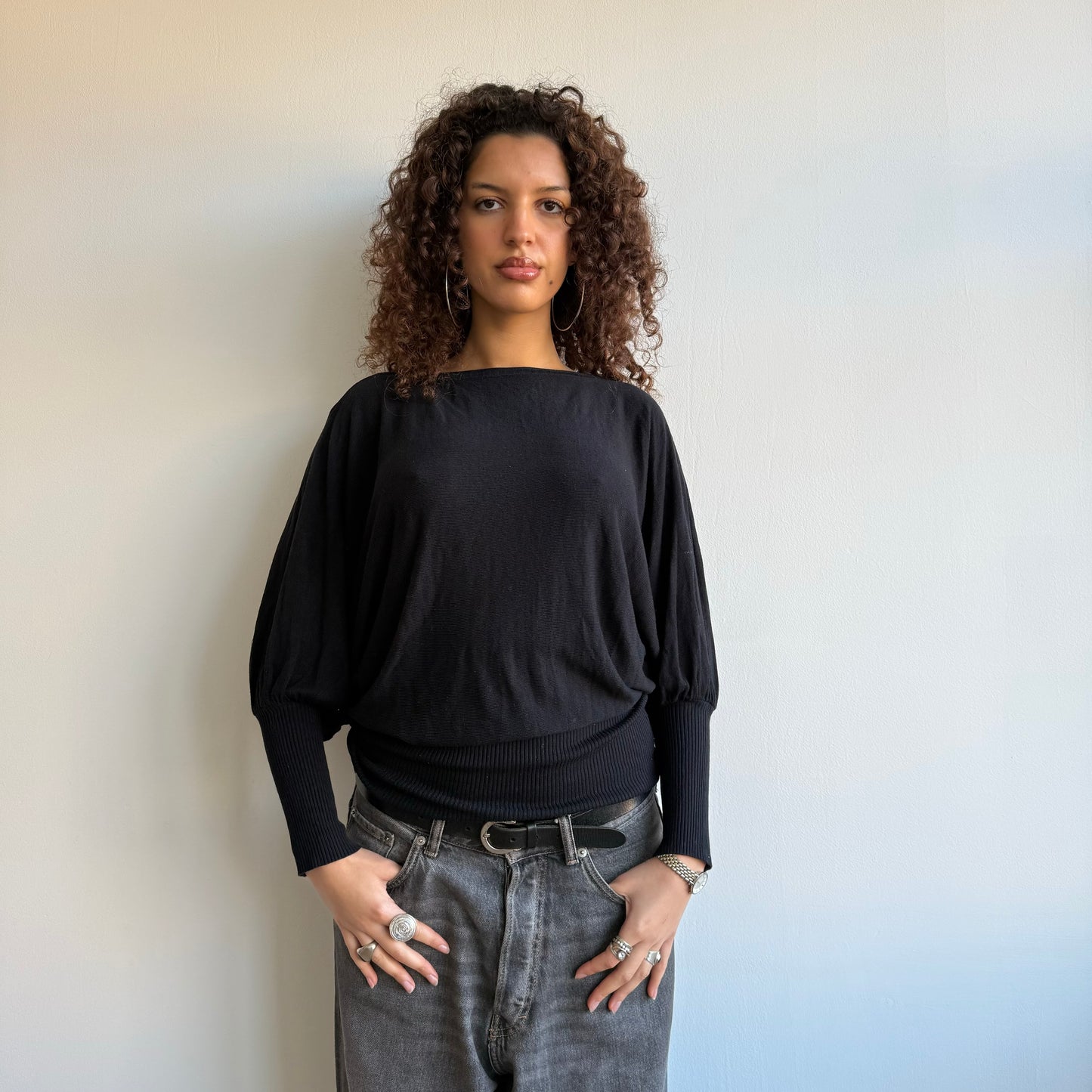 Black slouchy knit - One Size