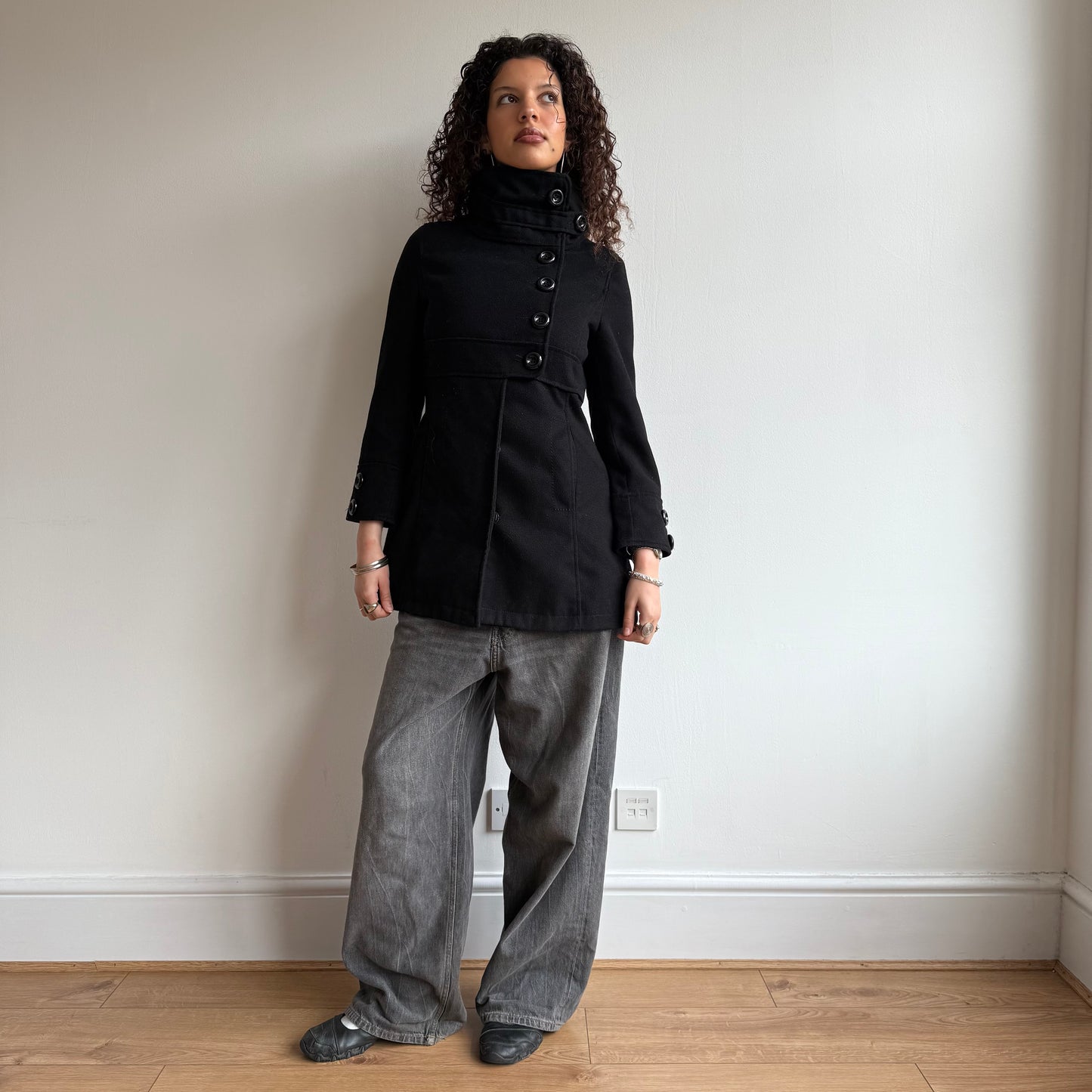 Black button trench - Size XS
