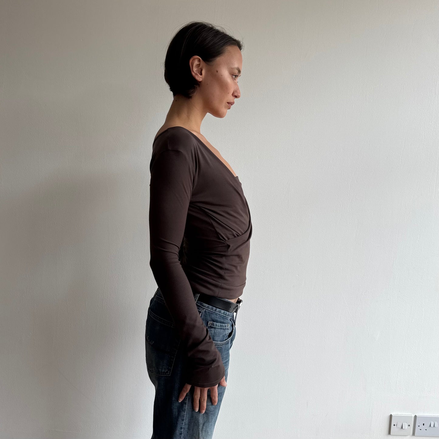 ‘The Keyhole Top’ long sleeve - Mocha