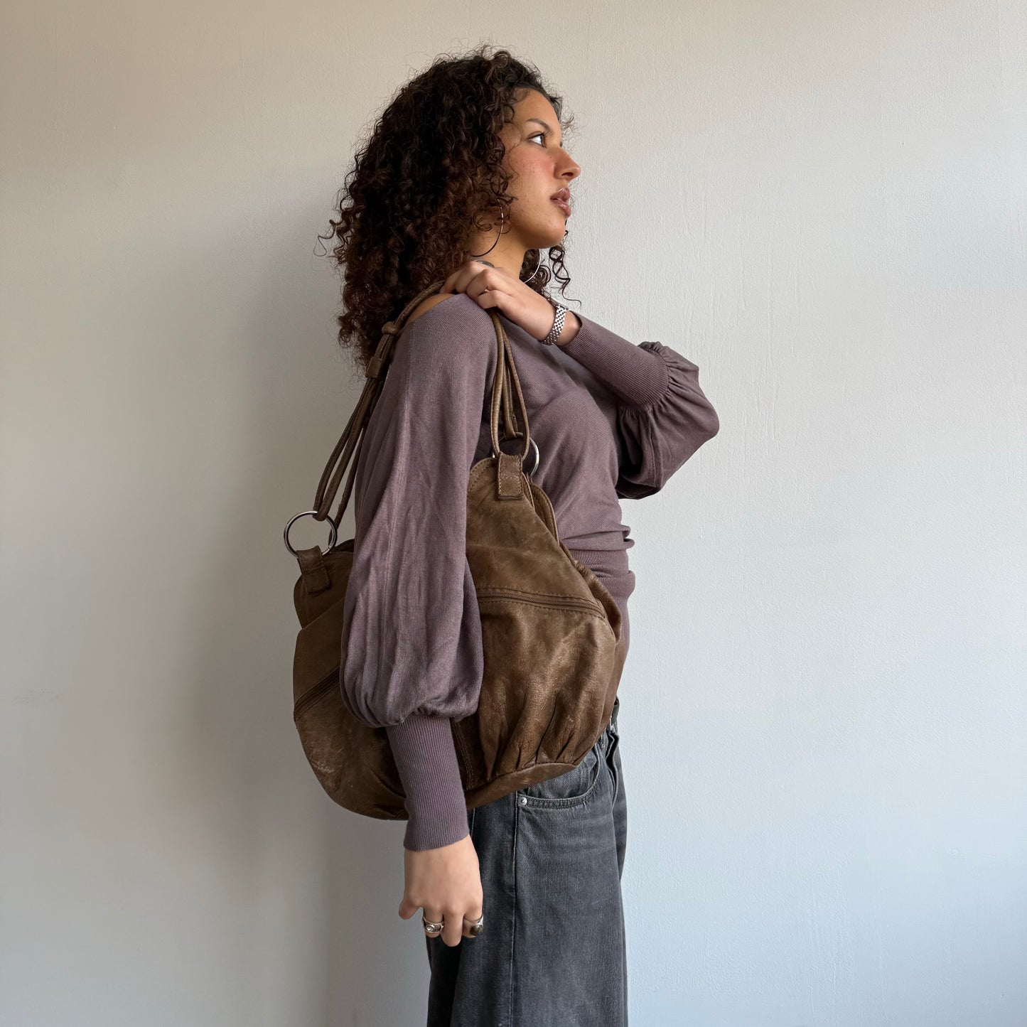 Brown slouchy bag