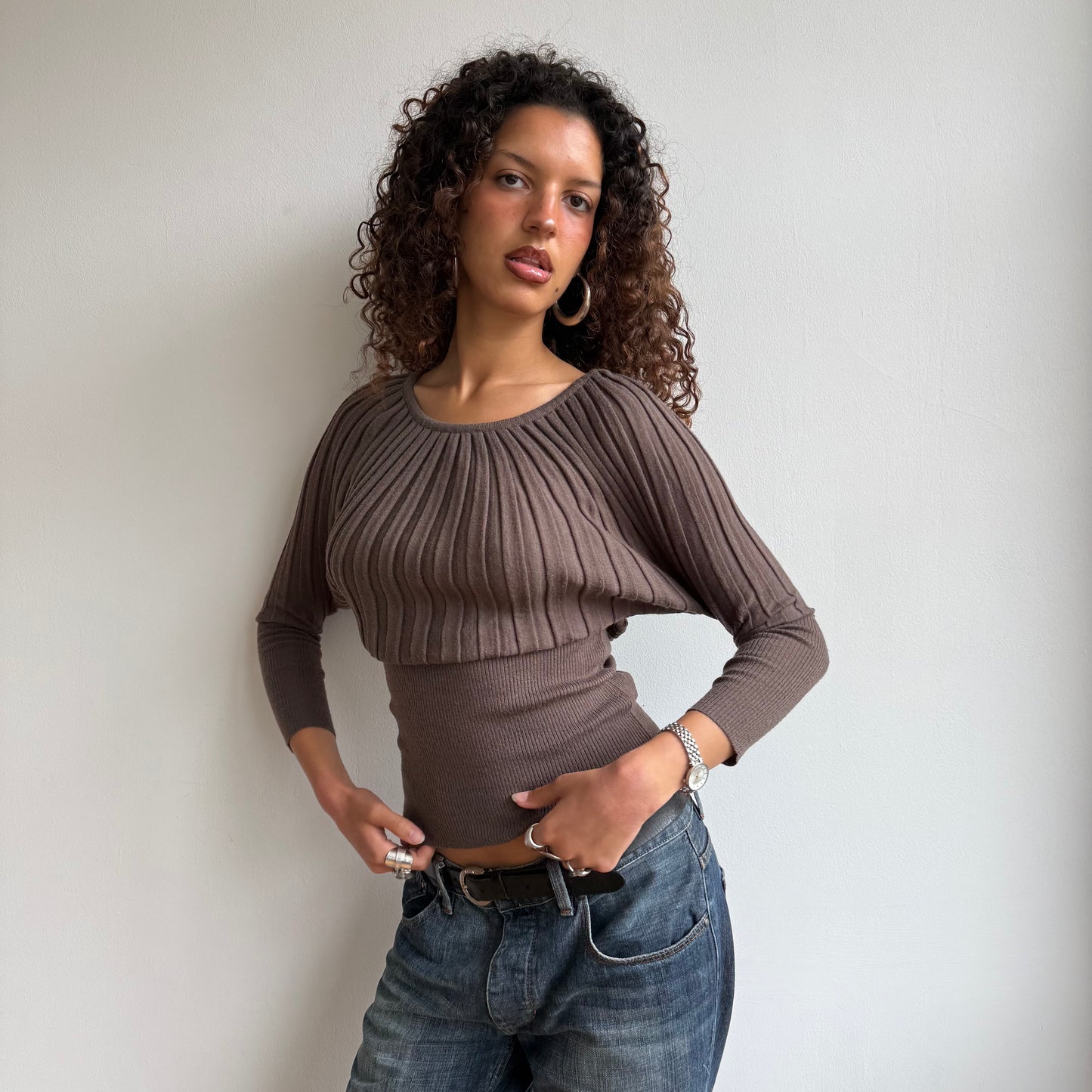 Brown batwing knit - Size S