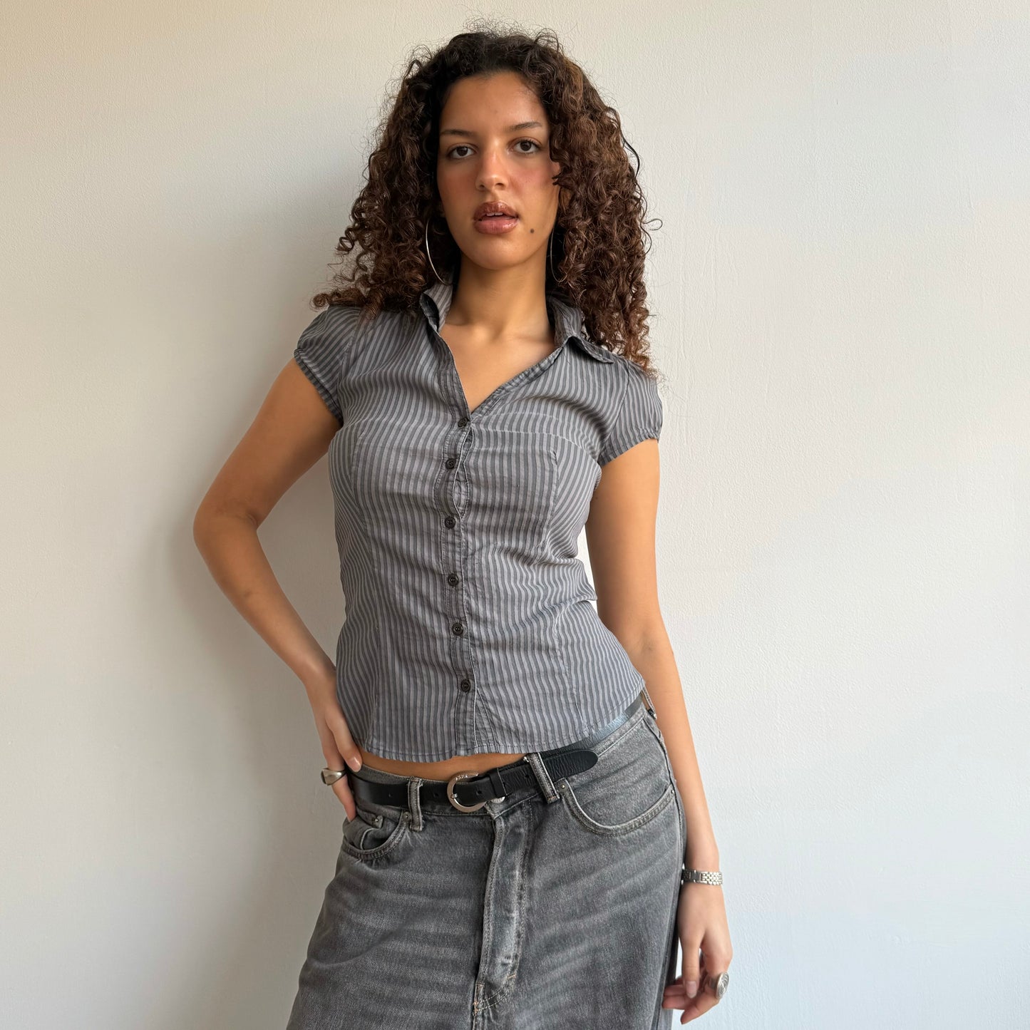 Grey stripe shirt - Size S