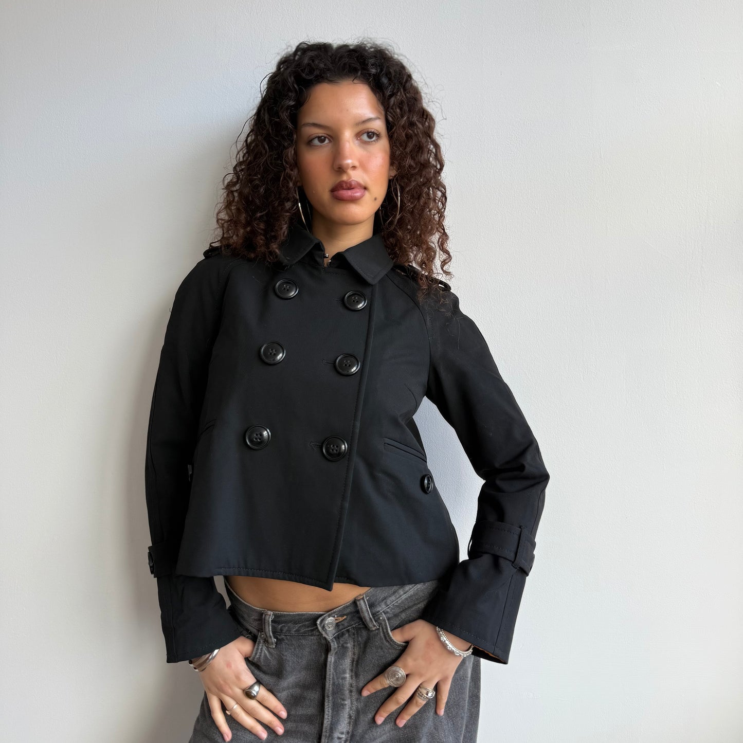 Black peacoat trench - Size S/M