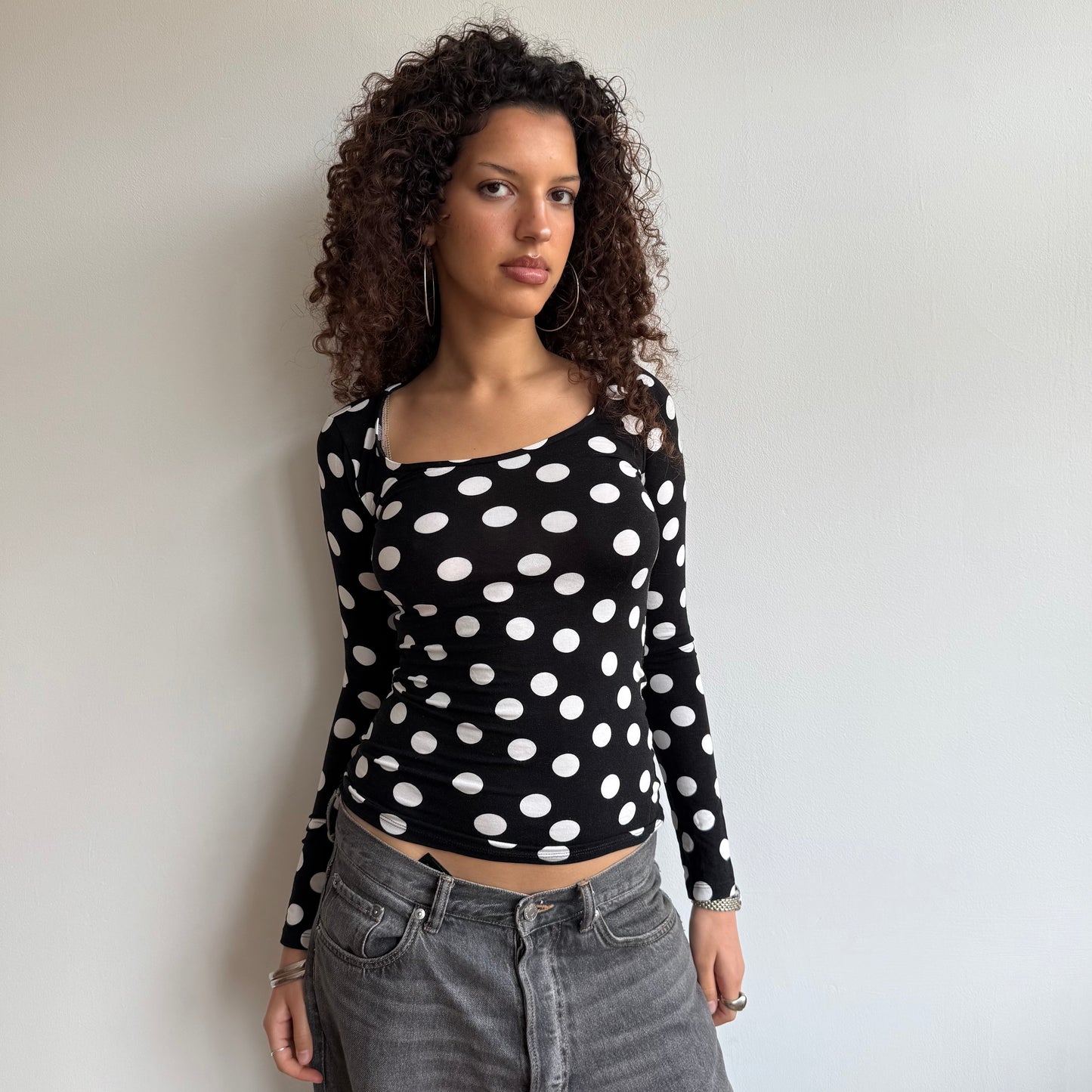Black and white polka dot top - Size S
