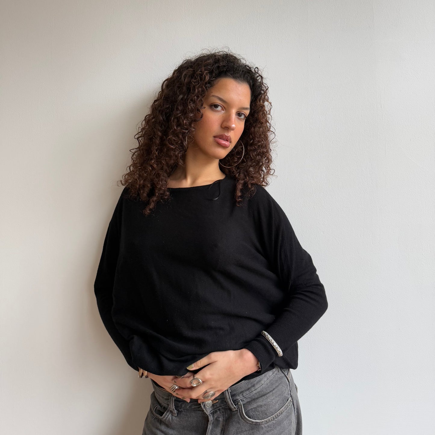 Black slouchy long knit - Size M