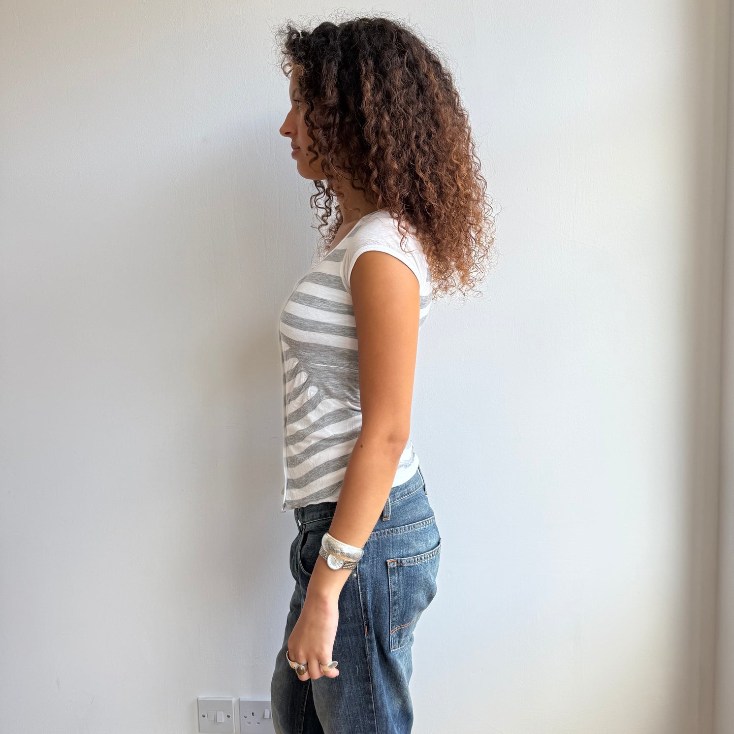 Cop Copine grey stripe cami top - Size S