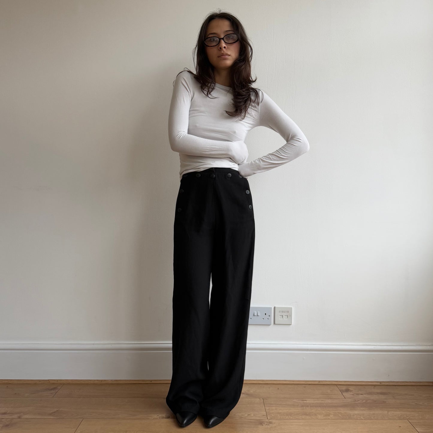 Black button front trousers - Sizes XXS and S