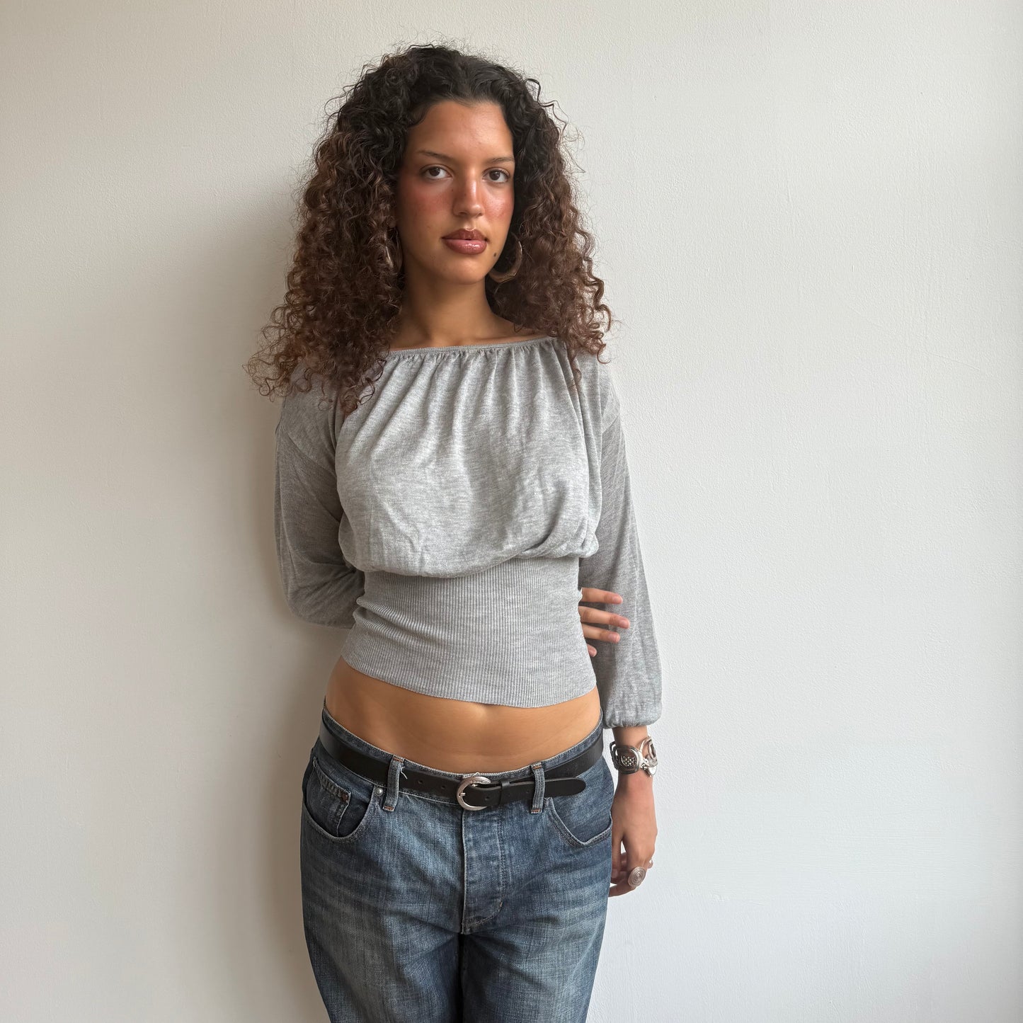 Grey slouchy keyhole knit - Size S