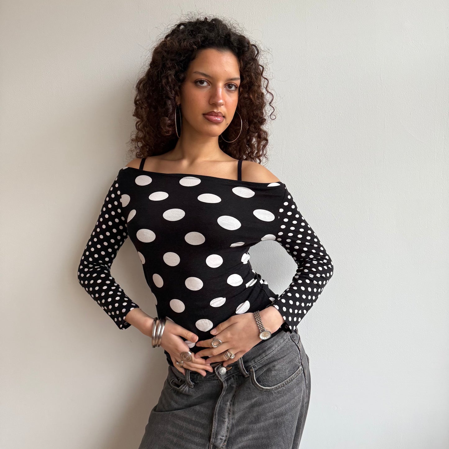 Polka dot 3/4 sleeve top - Size M