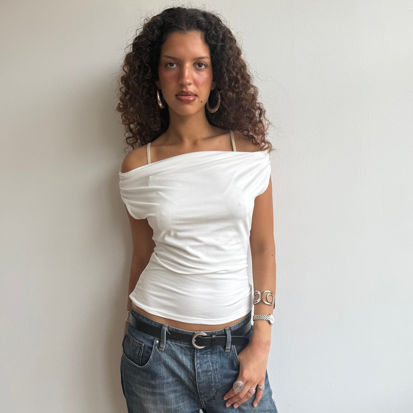 White slouchy backless top - Size S