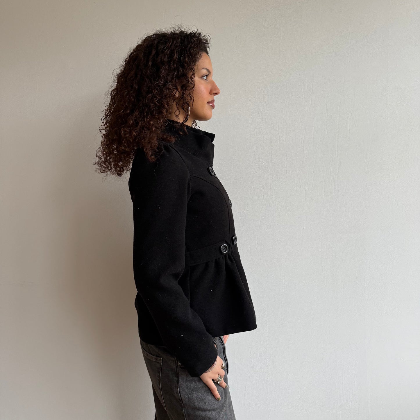 Black button peacoat - Size S