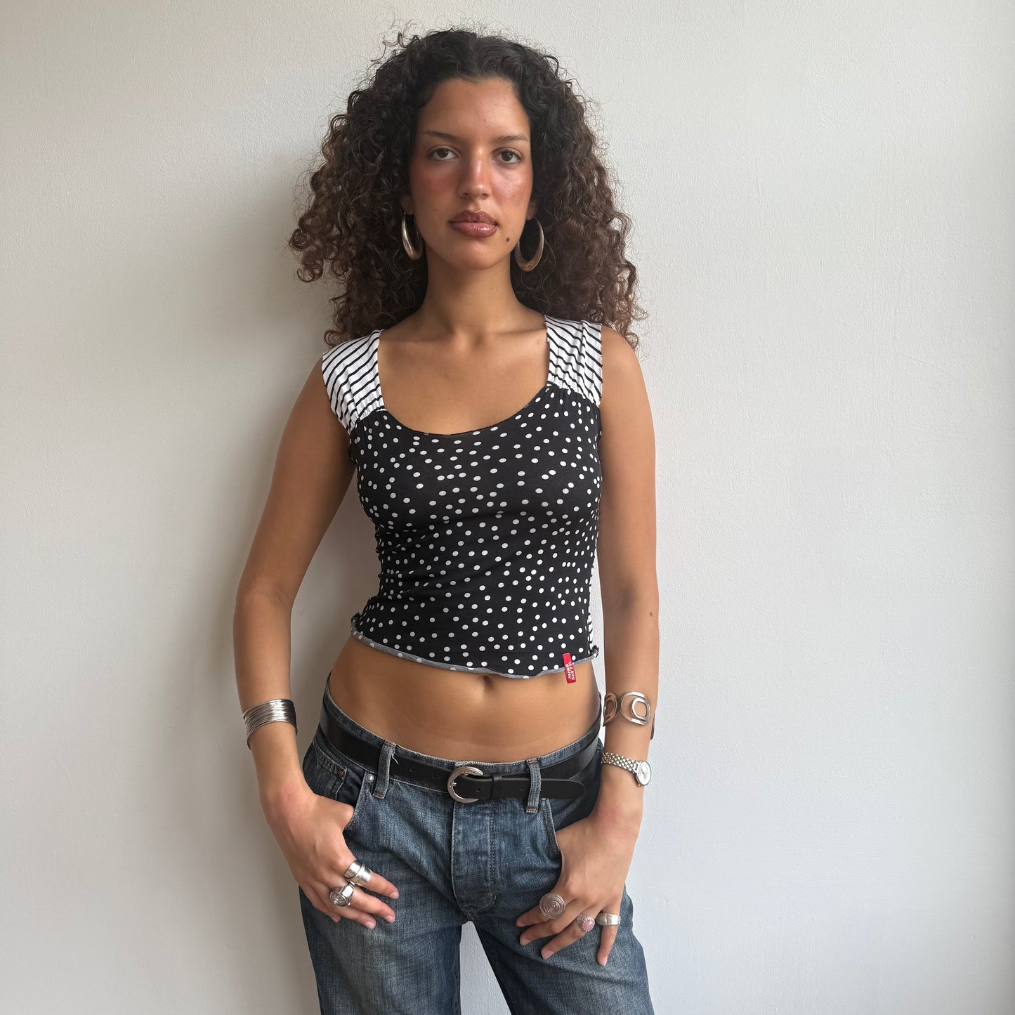 Miss Sixty stripe + polka dot top - Size S