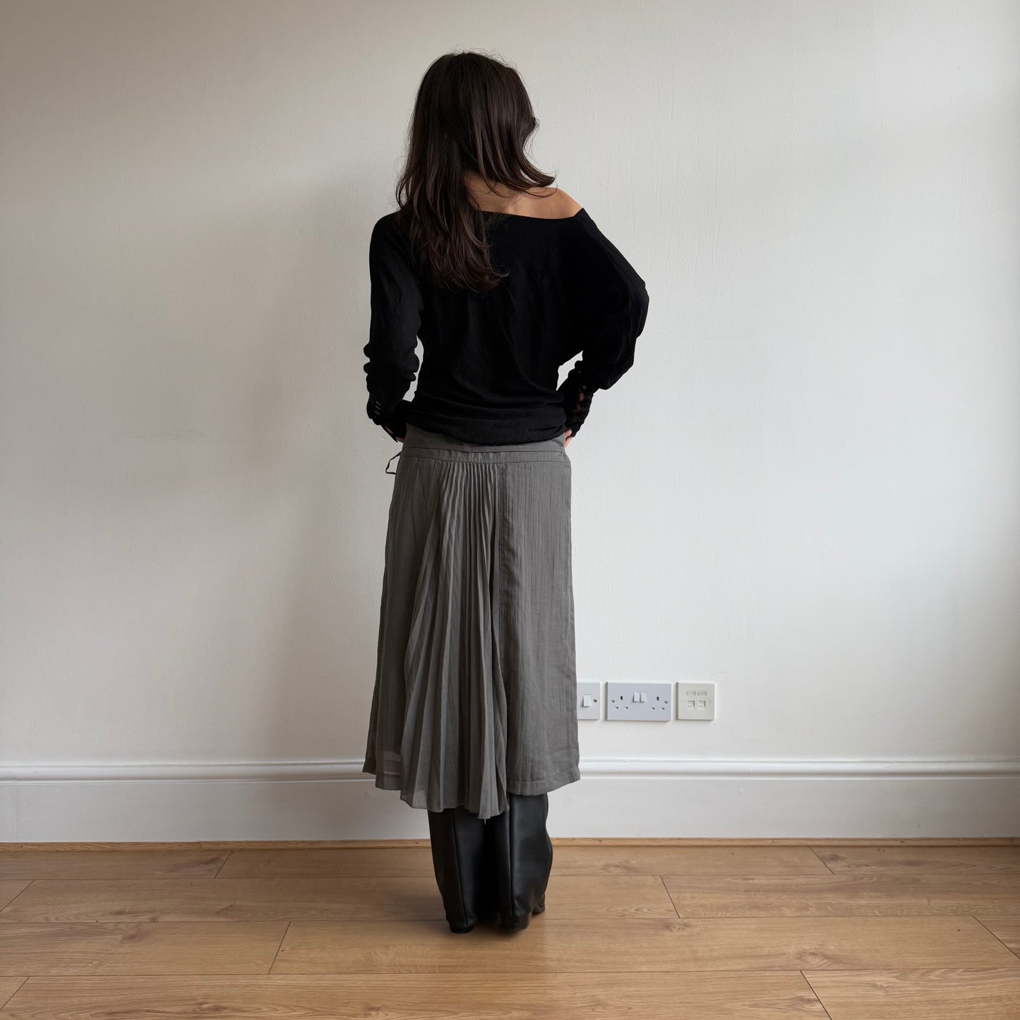 Grey plisse midi skirt - Size S