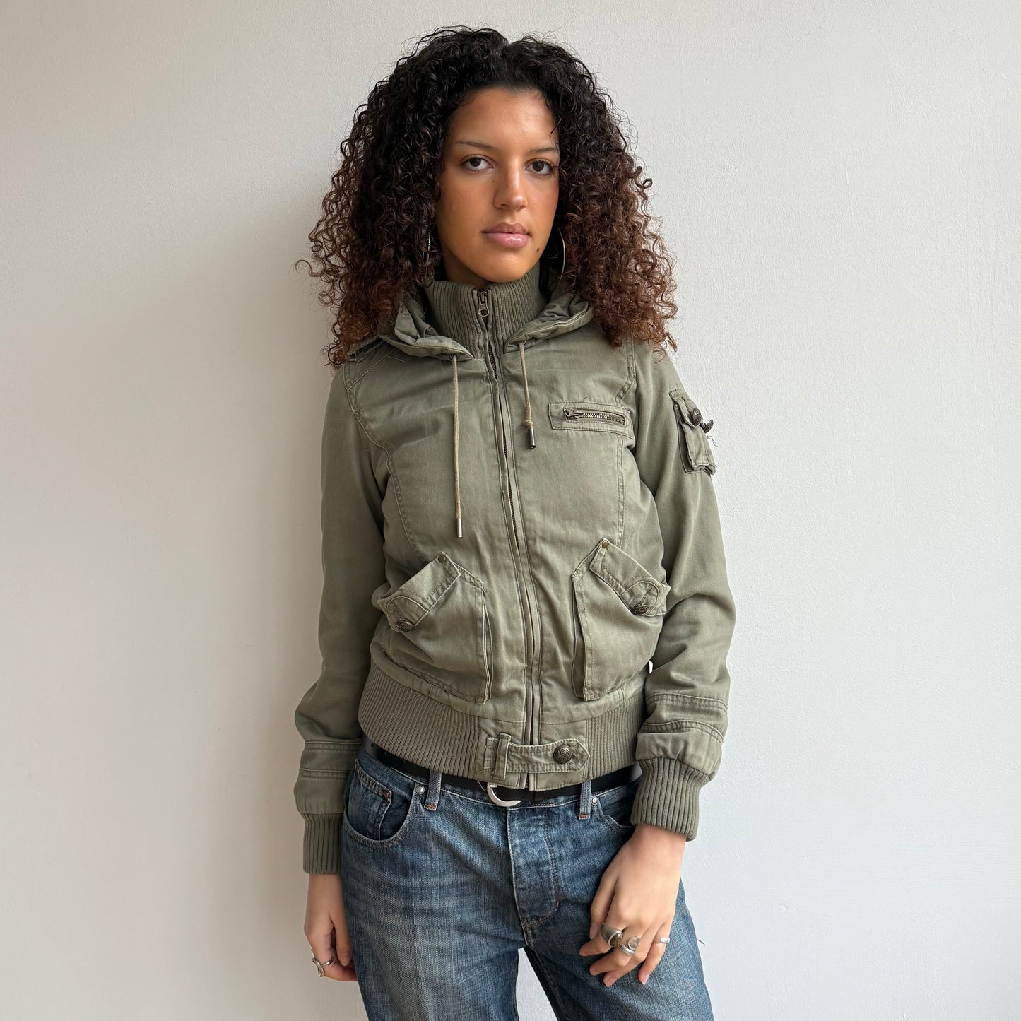 Khaki padded cargo bomber - Size M