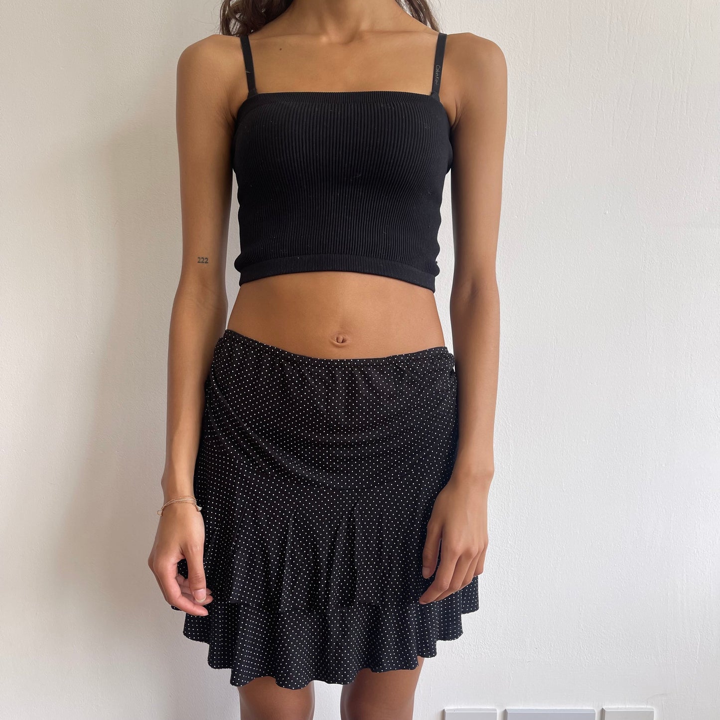 Black mini polka dot skirt - Size M/L