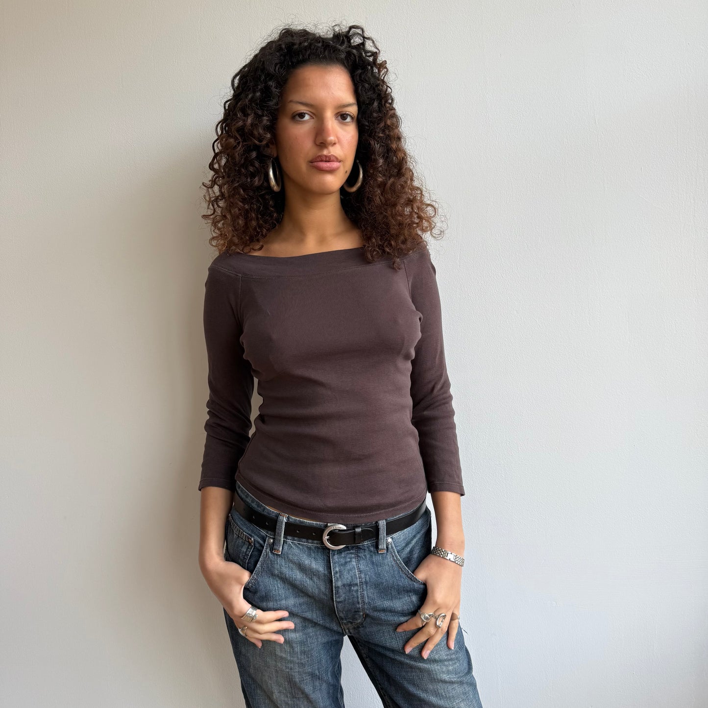 Brown 3/4 sleeve top - Size M