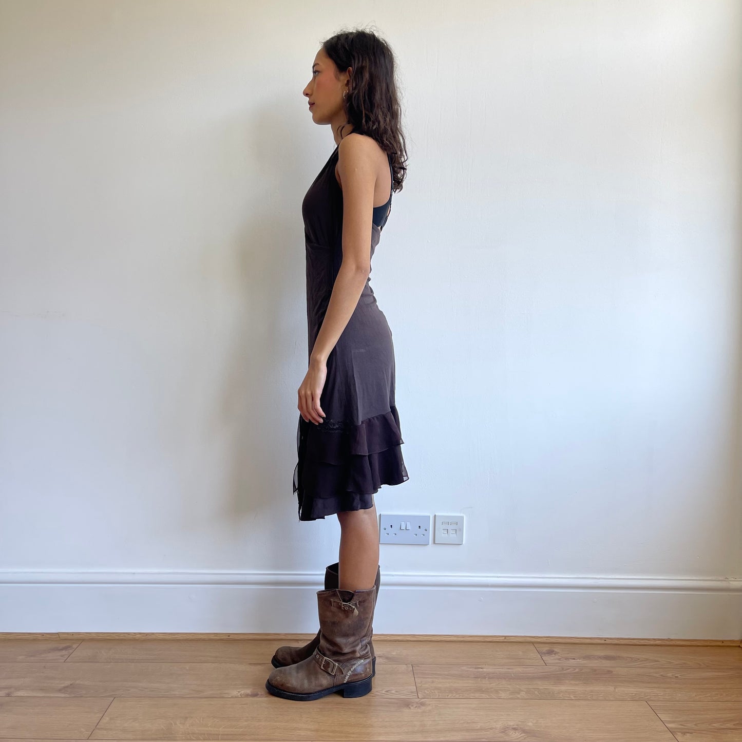 Brown boho halter dress - Size S/M