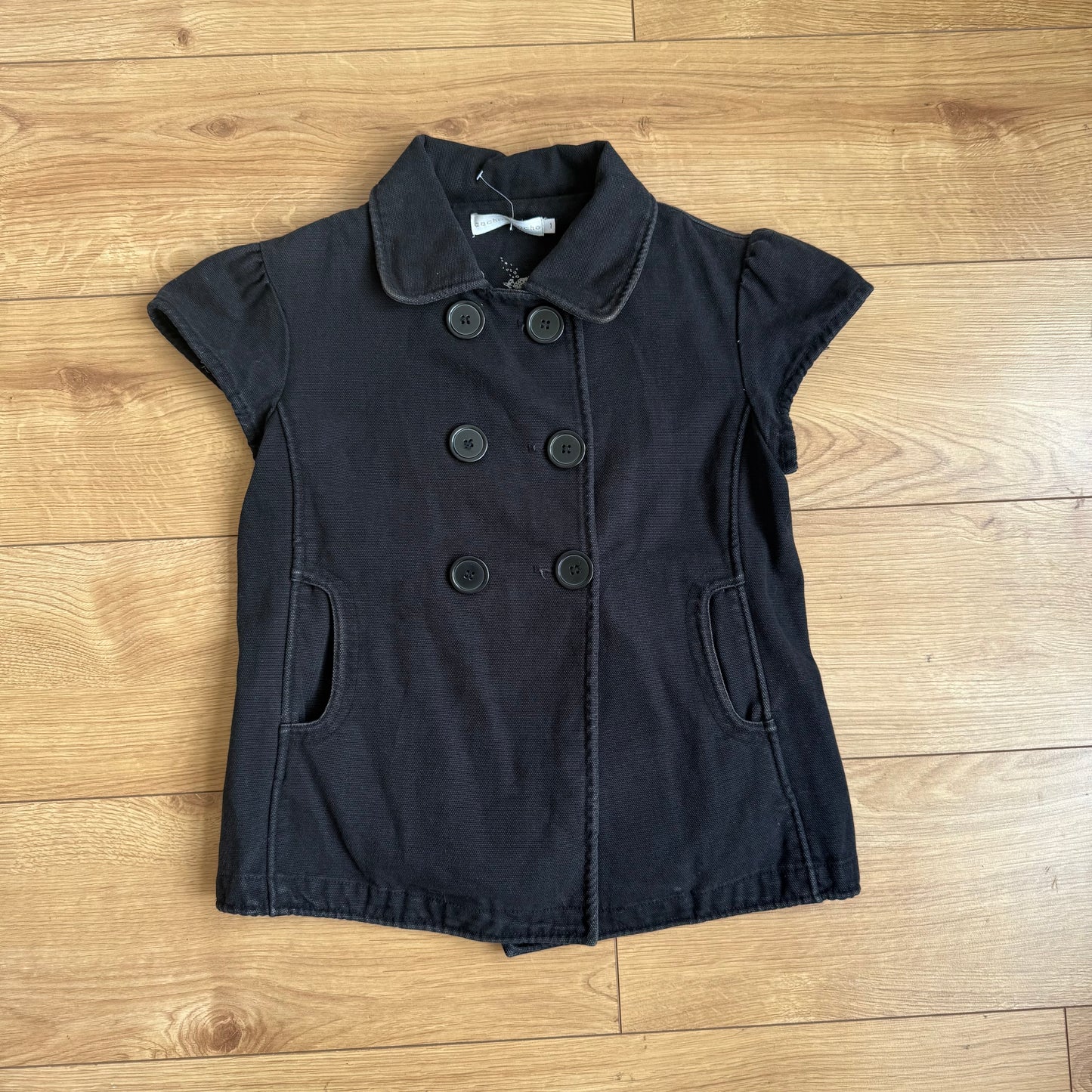 Black short sleeve peacoat - Size S