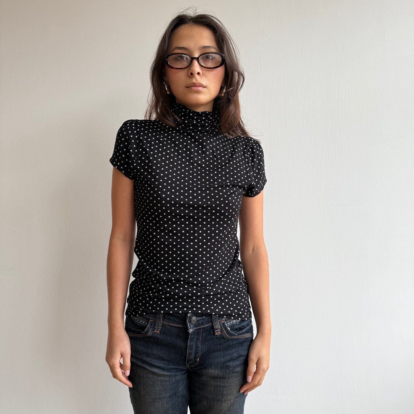 Polka dot high neck top - Size S