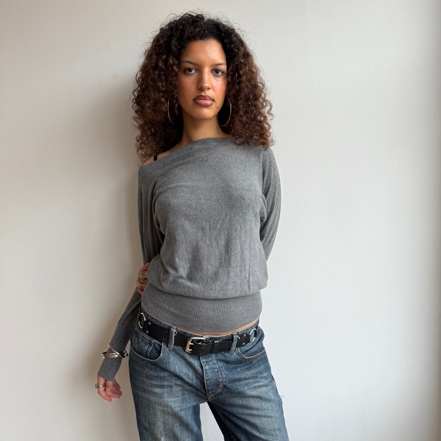 Grey slouchy knit jumper - Size S