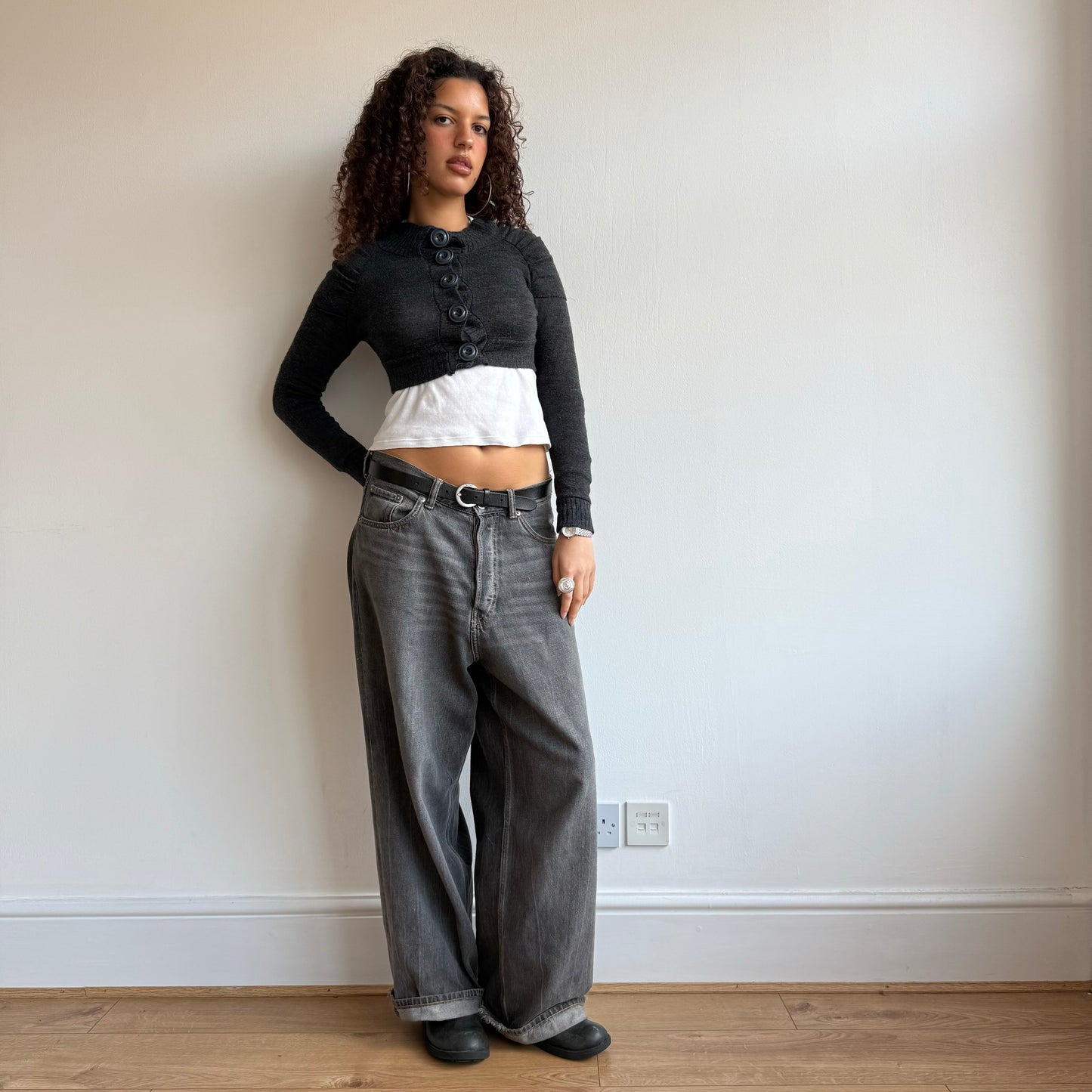 Grey cropped cardigan - Size S