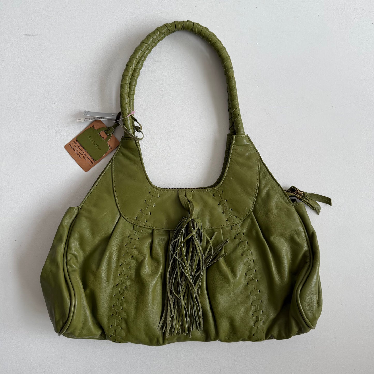 Green leather bag BWT