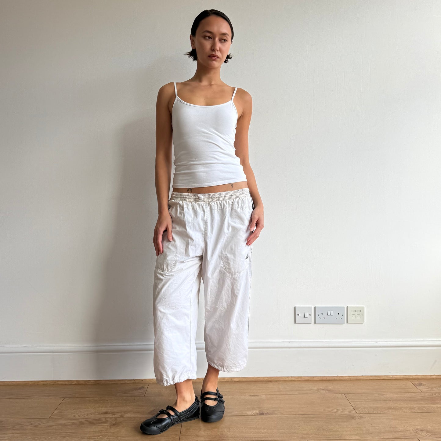 White Adidas toggle capris - Size M