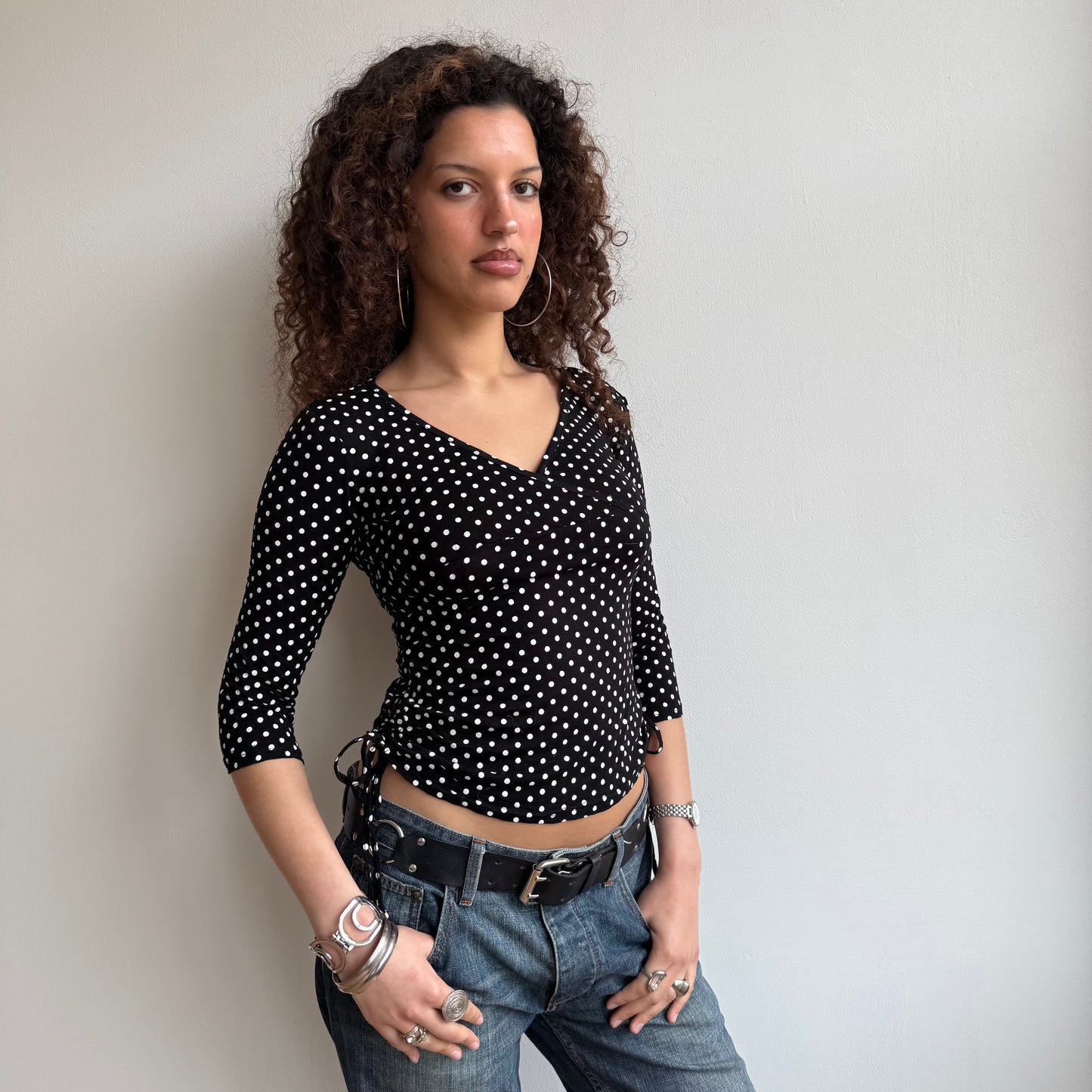 Polka dot 3/4 sleeve top - Size S