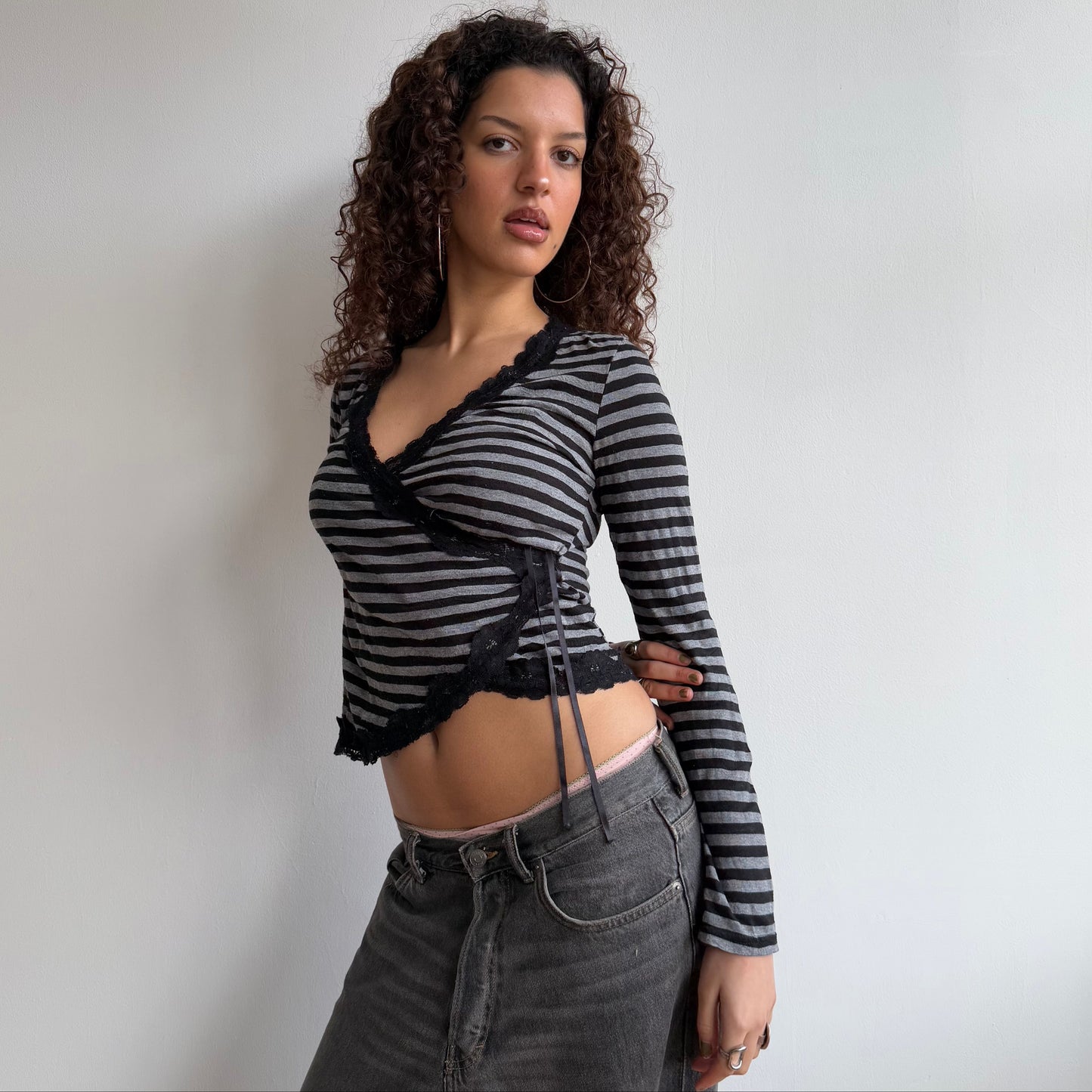 Striped ballet wrap top - Size S
