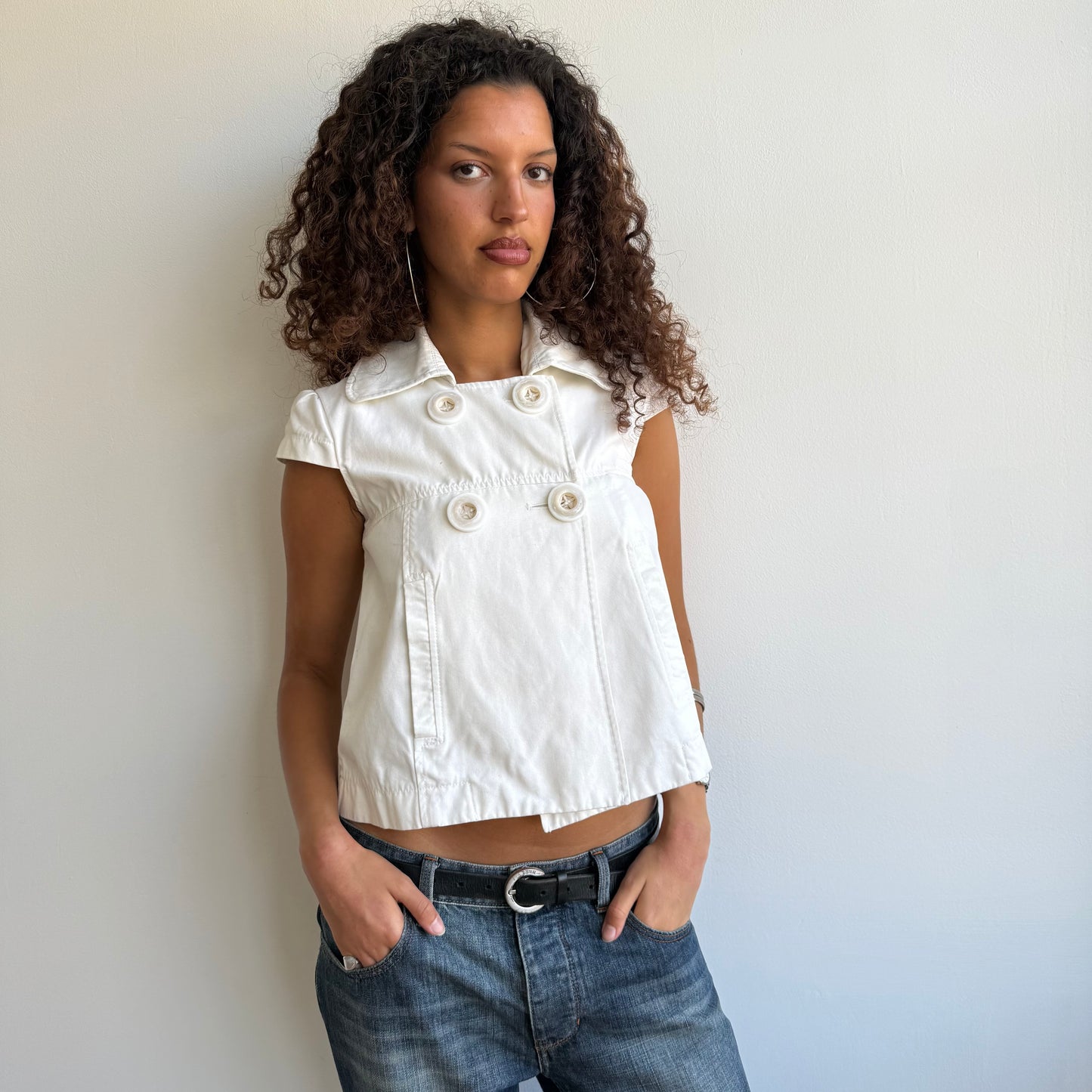 White short sleeve peacoat - Size S