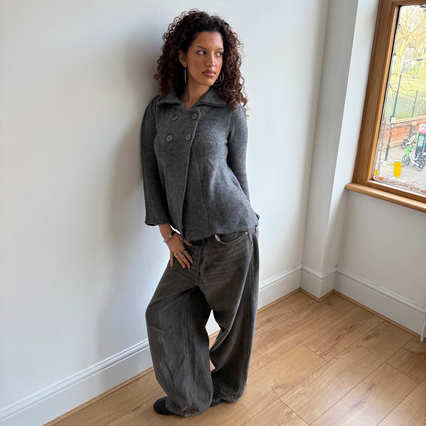 Grey knit pea jumper - Size M
