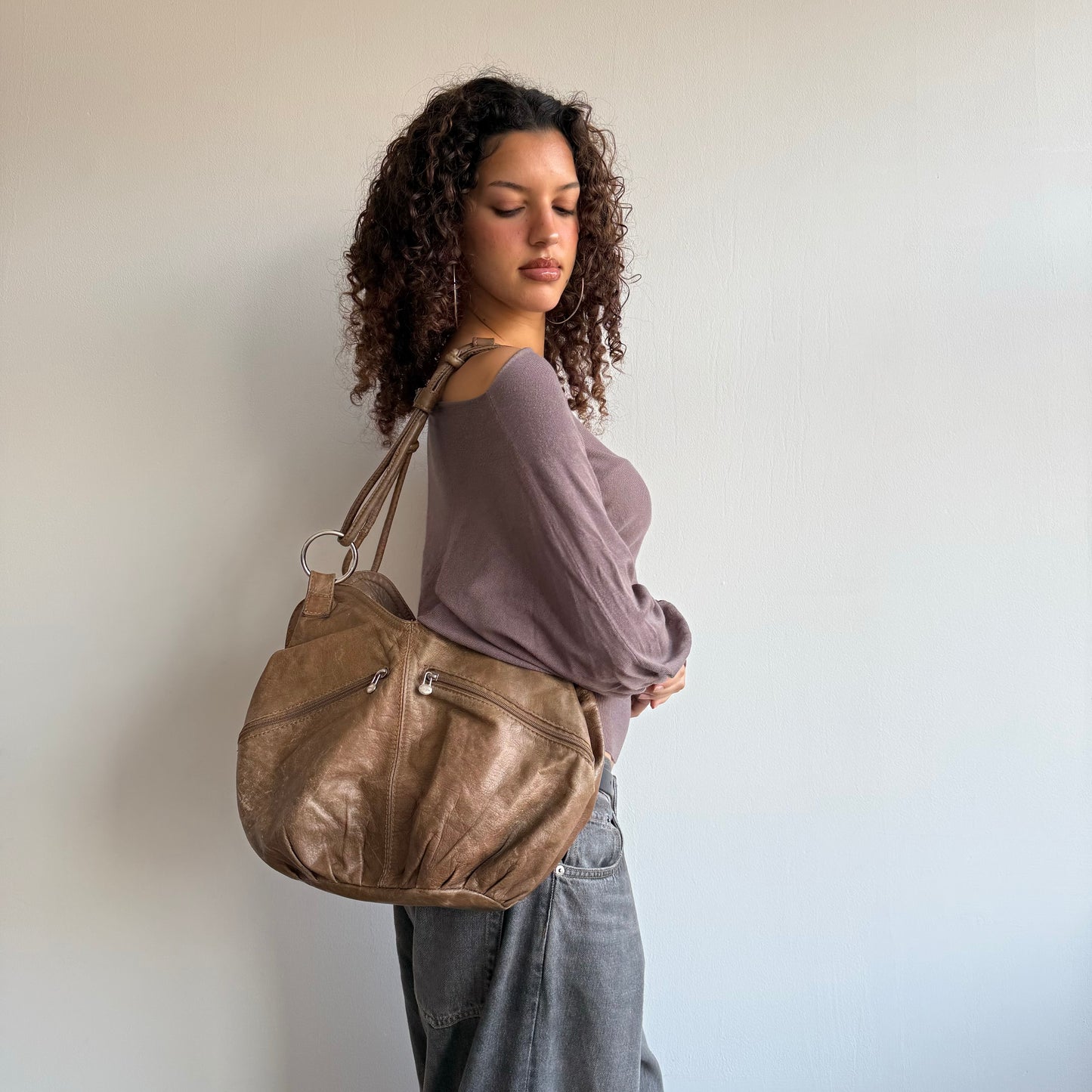 Brown slouchy bag