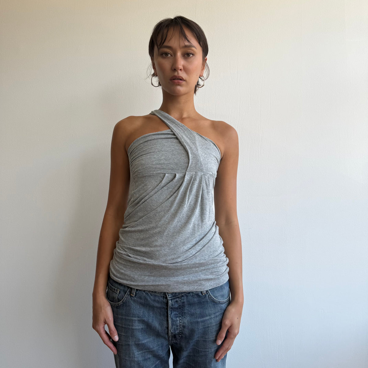 Grey one shoulder top - Size S