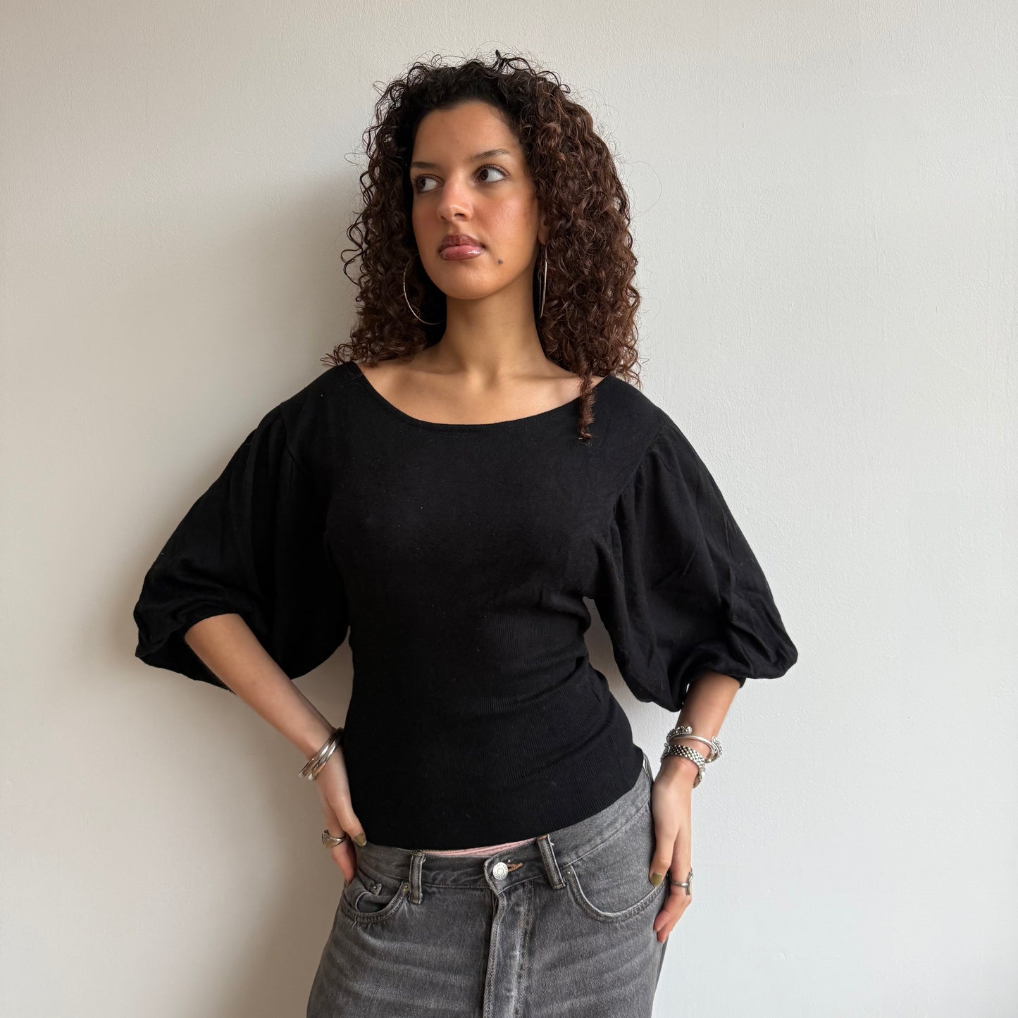 Black batwing knit - Size S