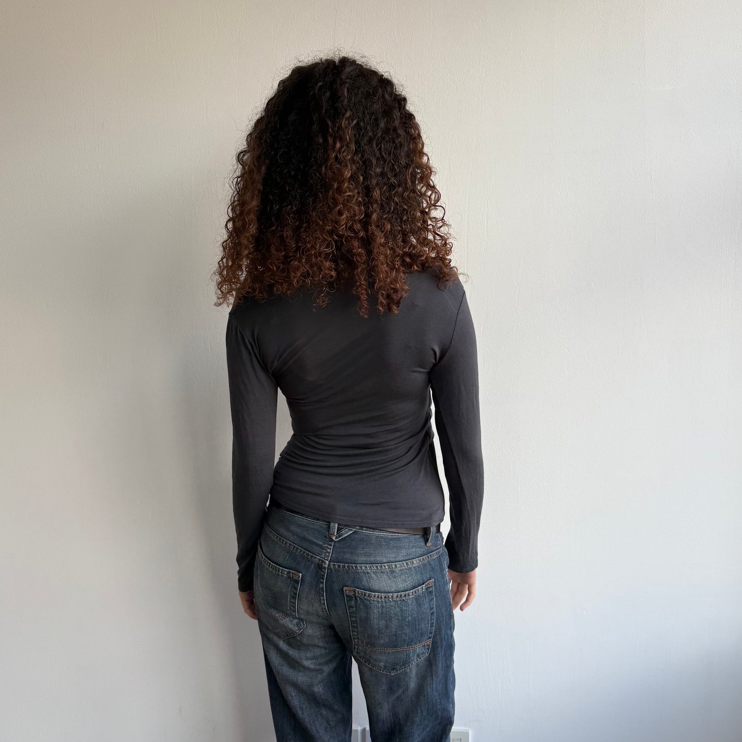 Charcoal double layer slouchy top - Size M